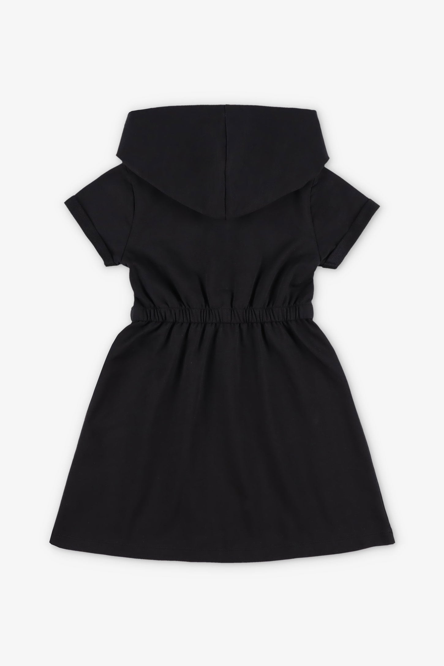 Robe à capuchon manches courtes coton ouaté - Enfant fille && NOIR