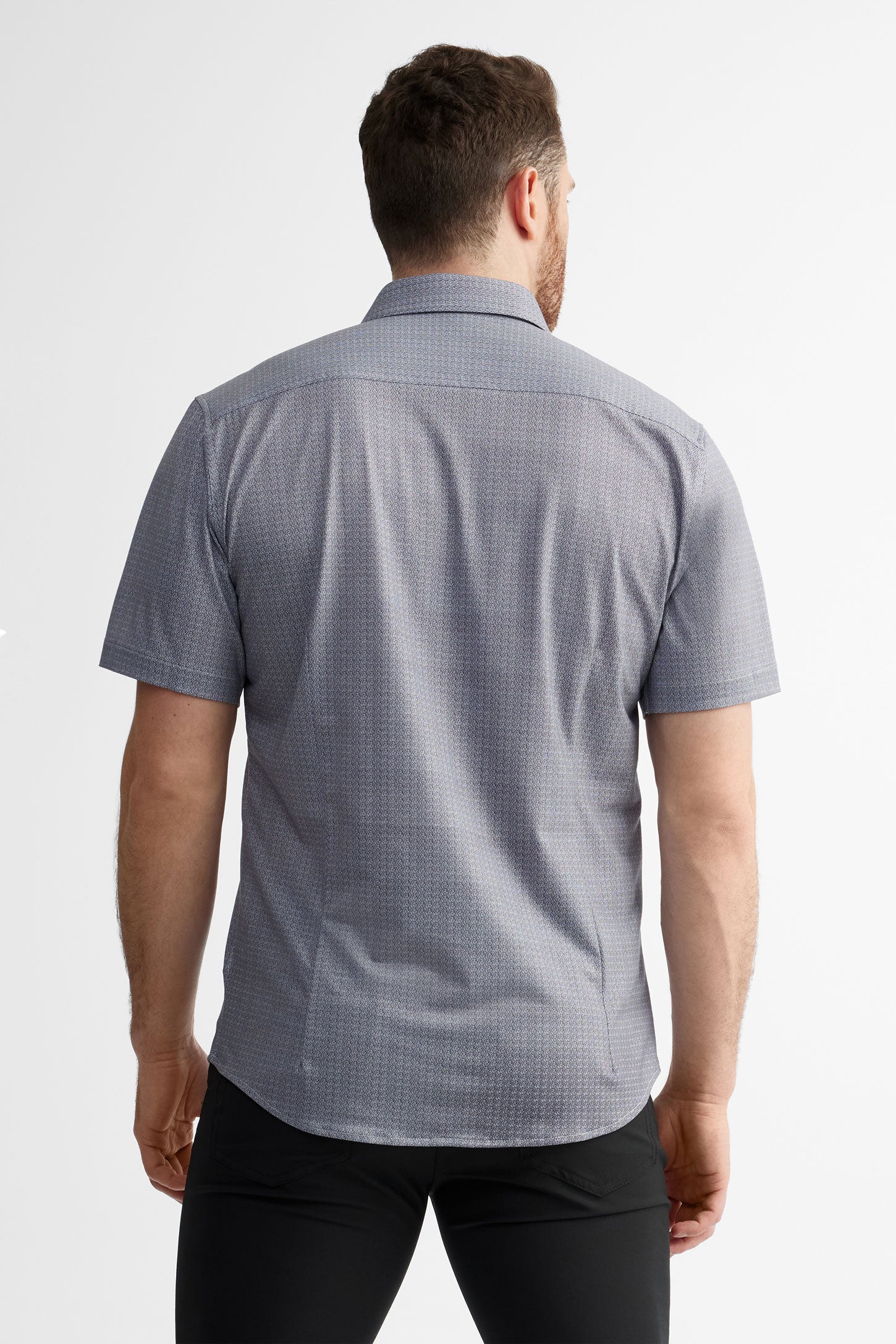 Chemise manches courtes habillée en coton - Homme && GRIS