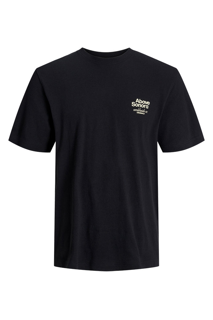 T-shirt col rond imprimé, JACK & JONES - Homme && NOIR