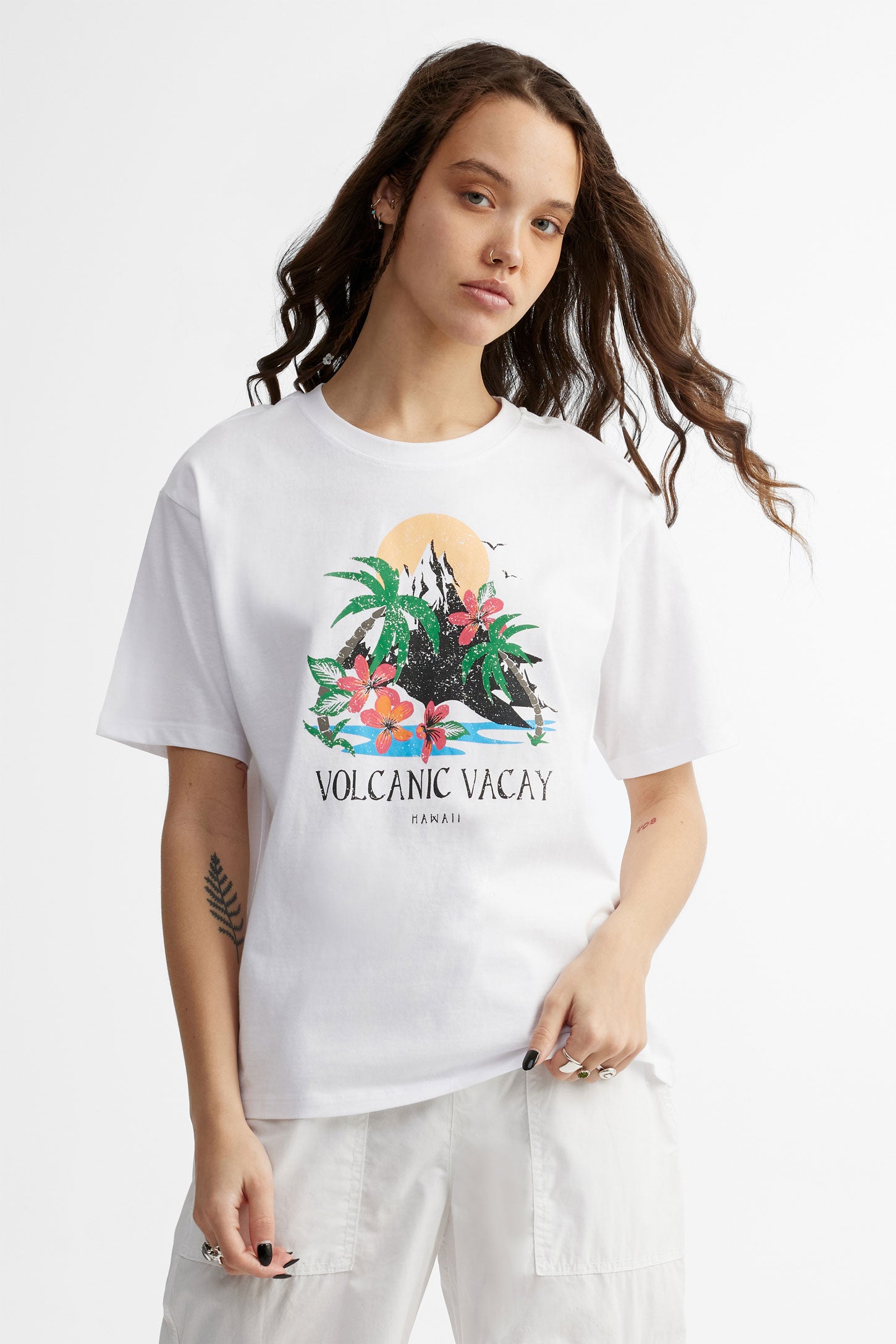 T-shirt surdimensionné imprimé en coton - Femme && BLANC