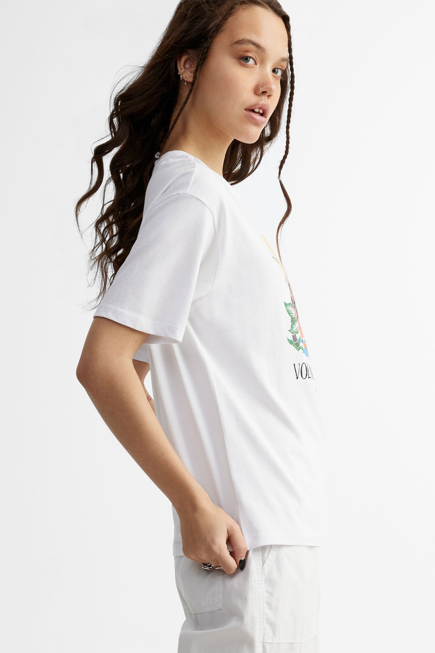 T-shirt surdimensionné imprimé en coton - Femme && BLANC