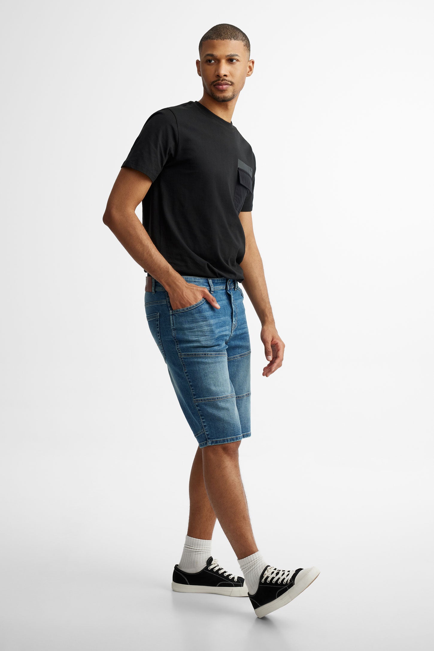 Short en jeans coupe régulière - Homme && BLEU