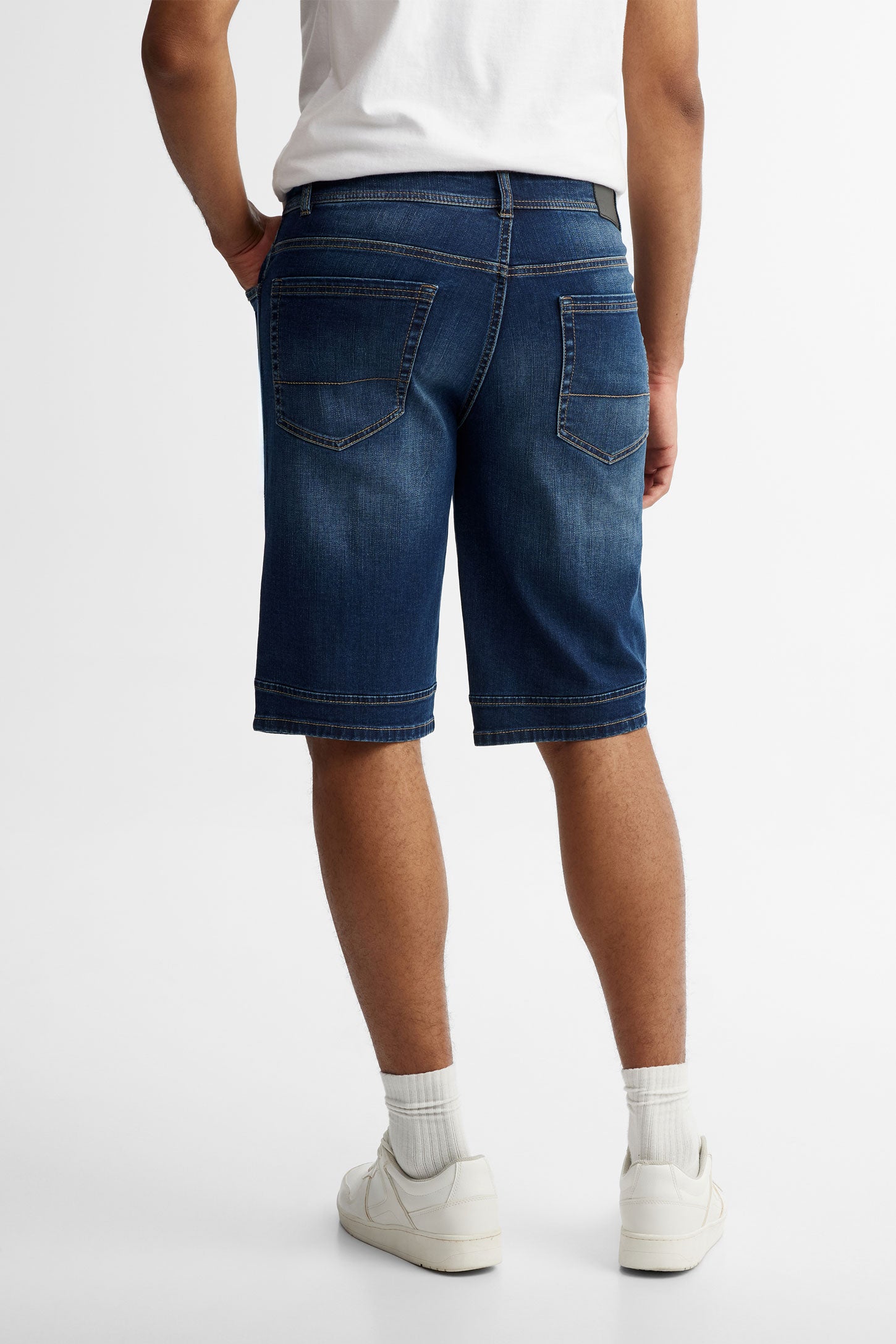 Short en jeans coupe régulière - Homme && BLEU FONCE