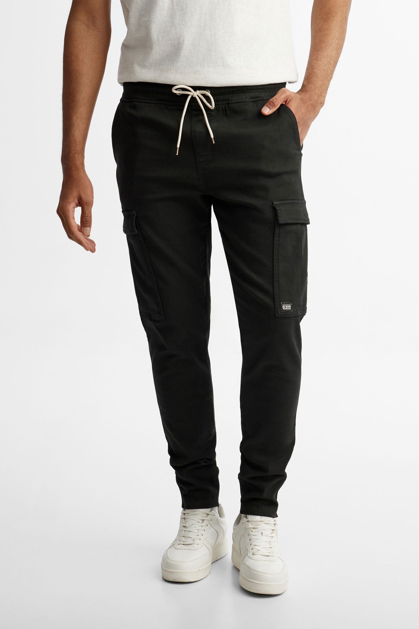 Pantalon jogger cargo en jeans sergé - Homme && NOIR