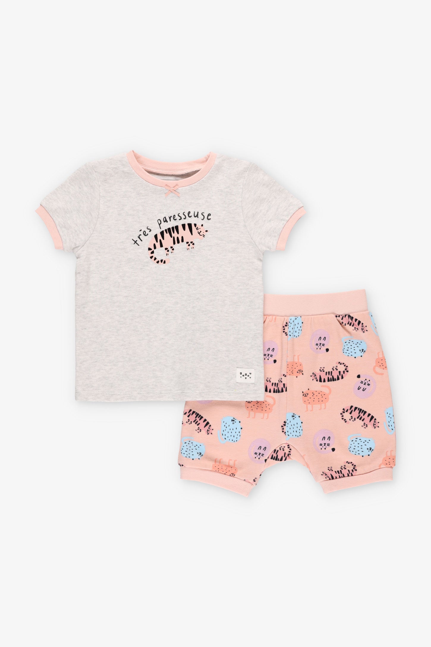 Pyjama 2-pièces en coton bio - Bébé fille && GRIS PALE