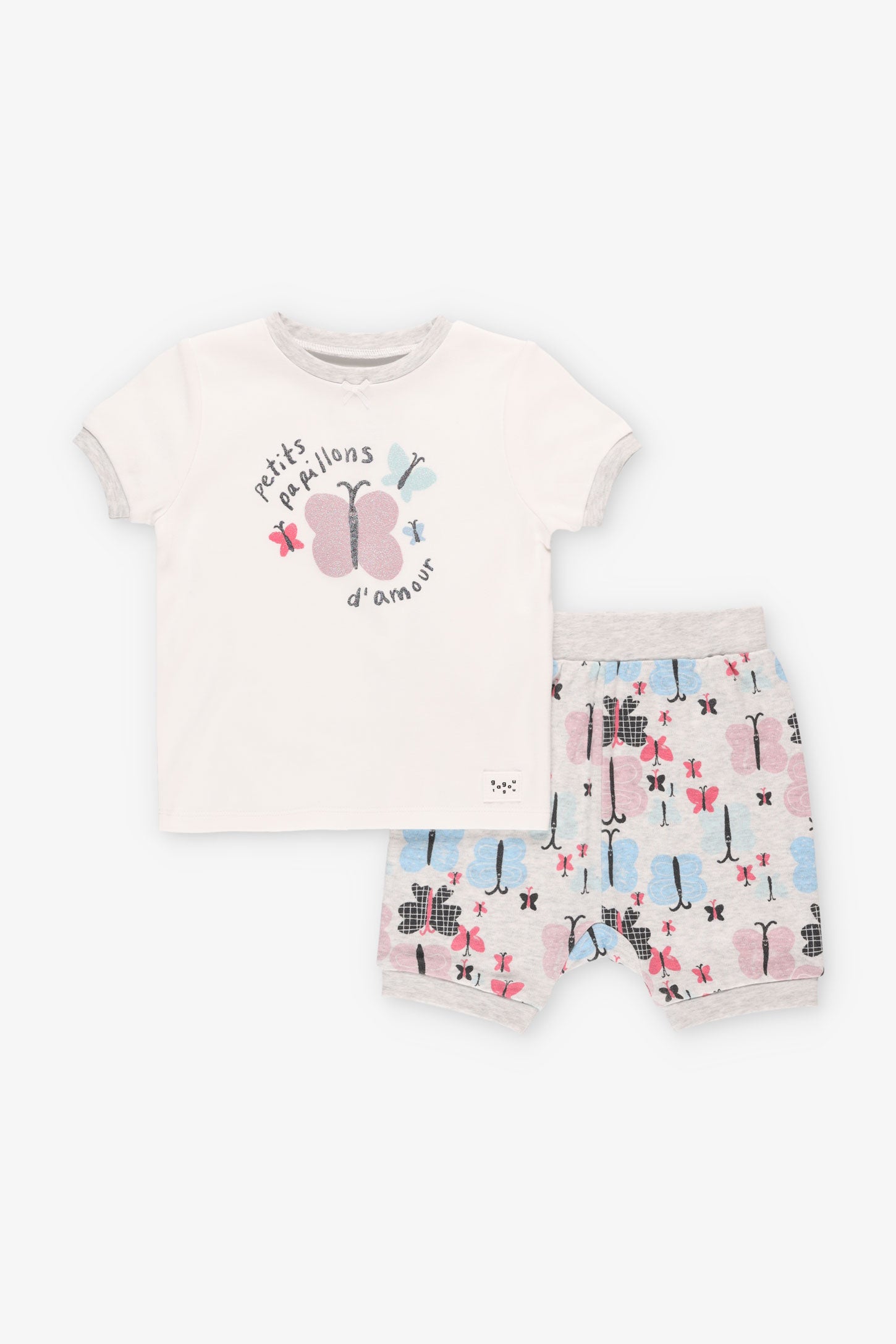 Pyjama 2-pièces en coton bio, 2T-3T - Bébé fille && BLANC