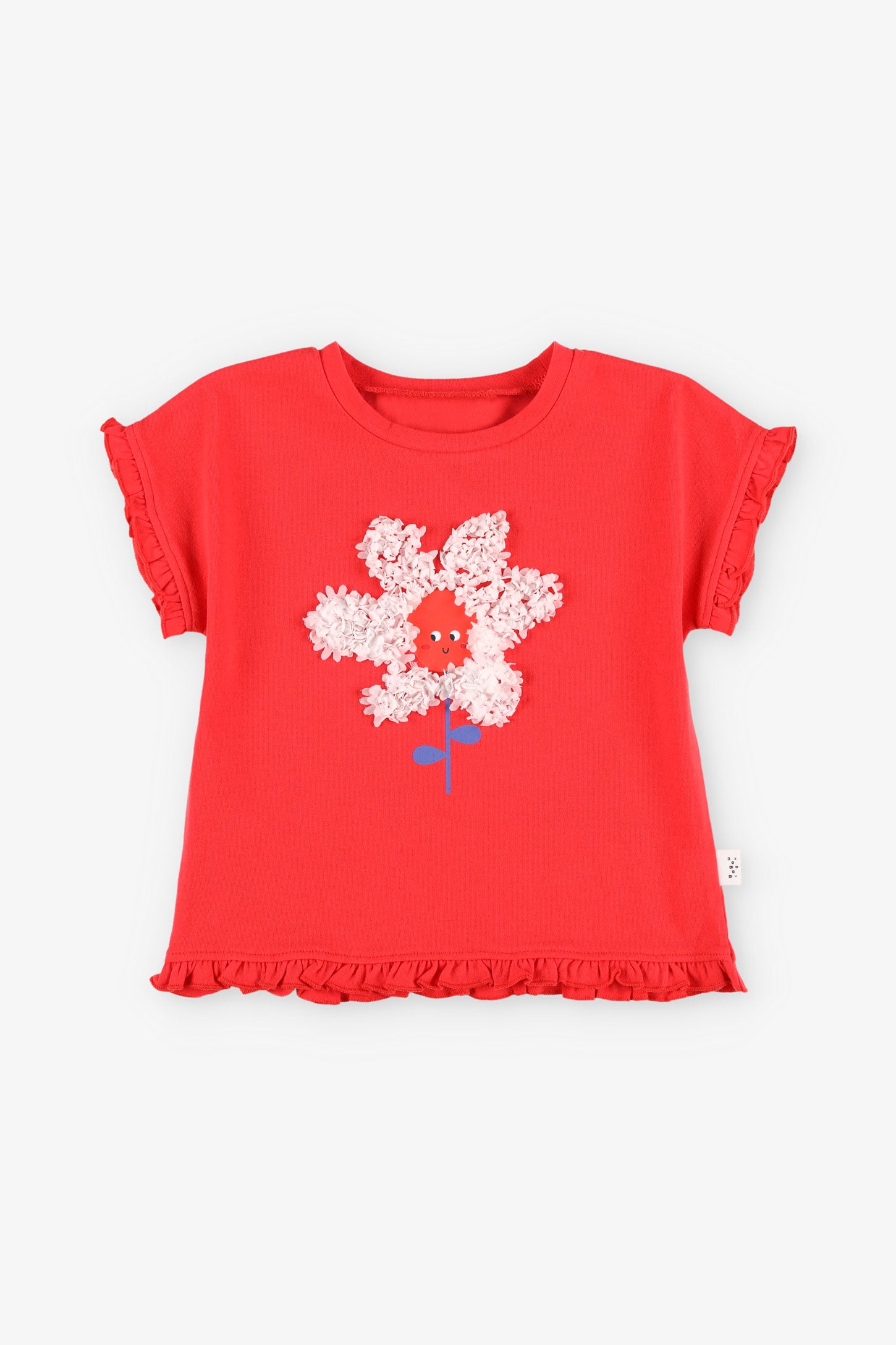 T-shirt dolman à frisons en coton - Bébé fille && ROUGE