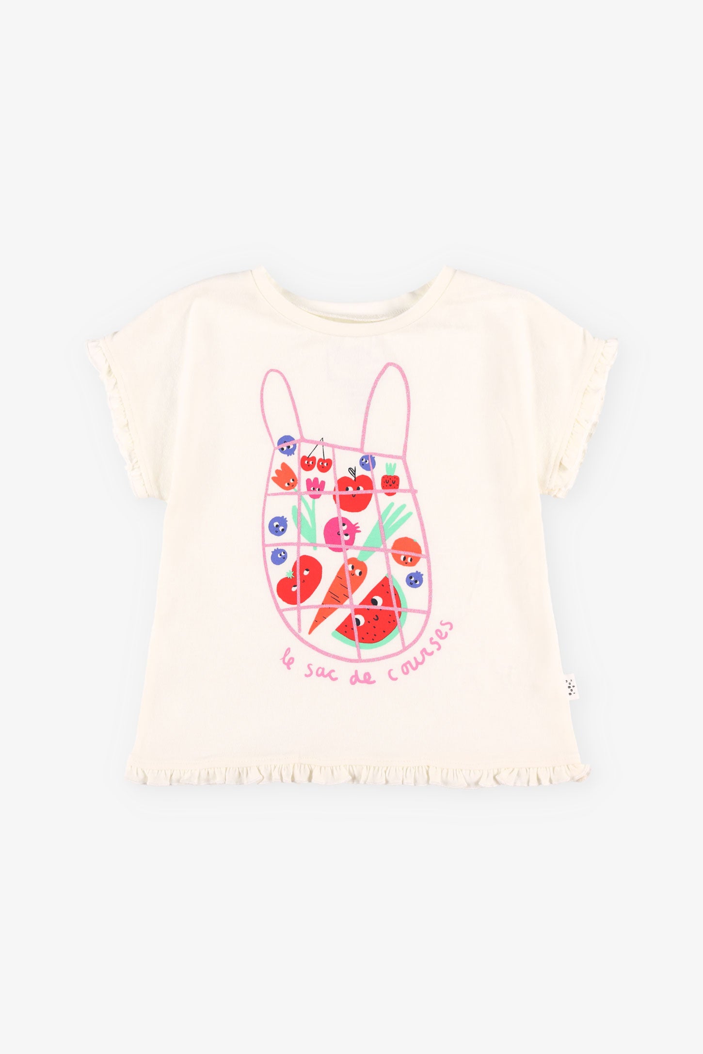 T-shirt dolman à frisons en coton - Bébé fille && IVOIRE