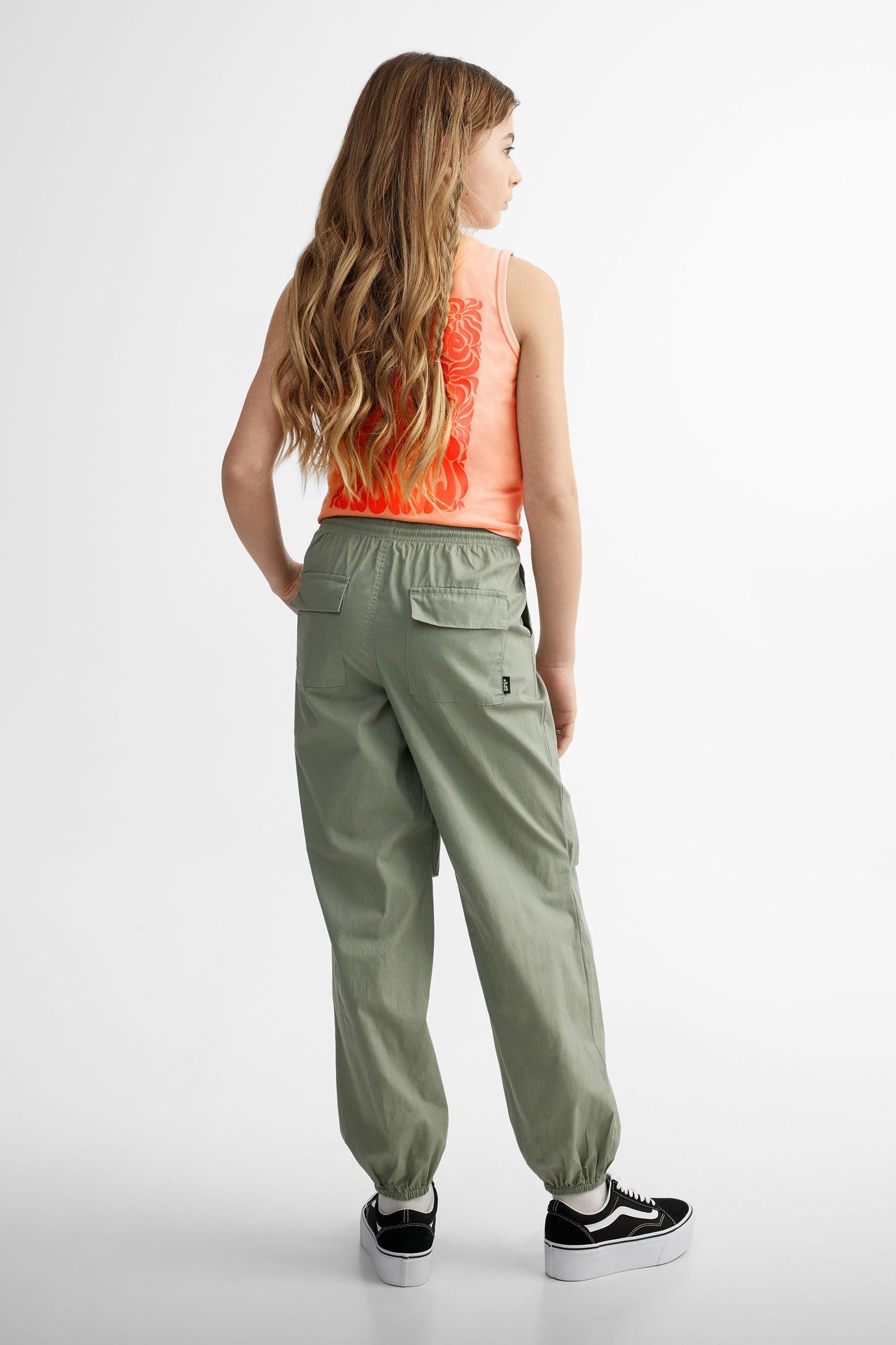 Pantalon parachute en coton - Ado fille
 && KAKI