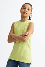 Camisole à poche en coton - Ado garçon && VERT