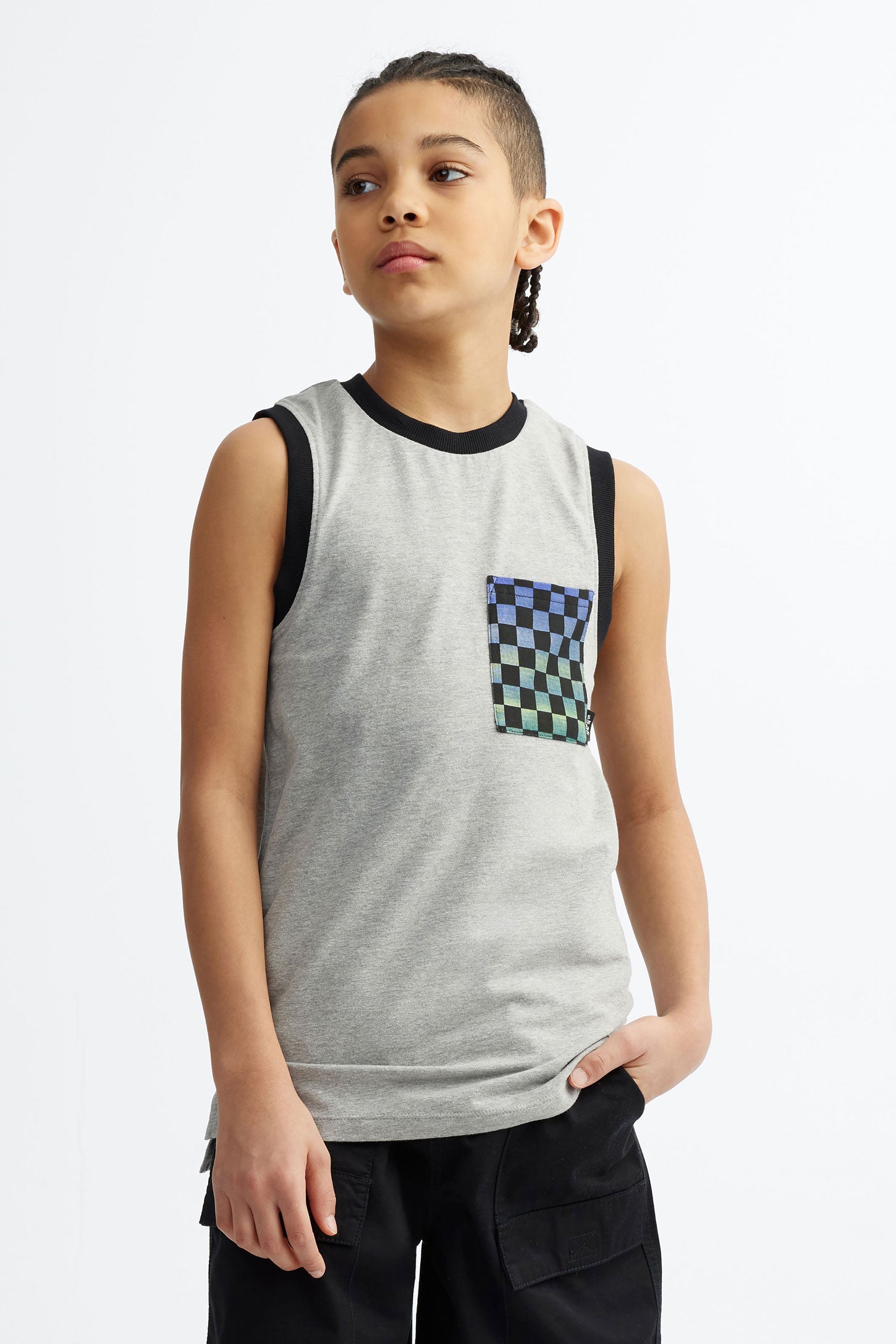 Camisole à poche en coton - Ado garçon && GRIS MIXTE