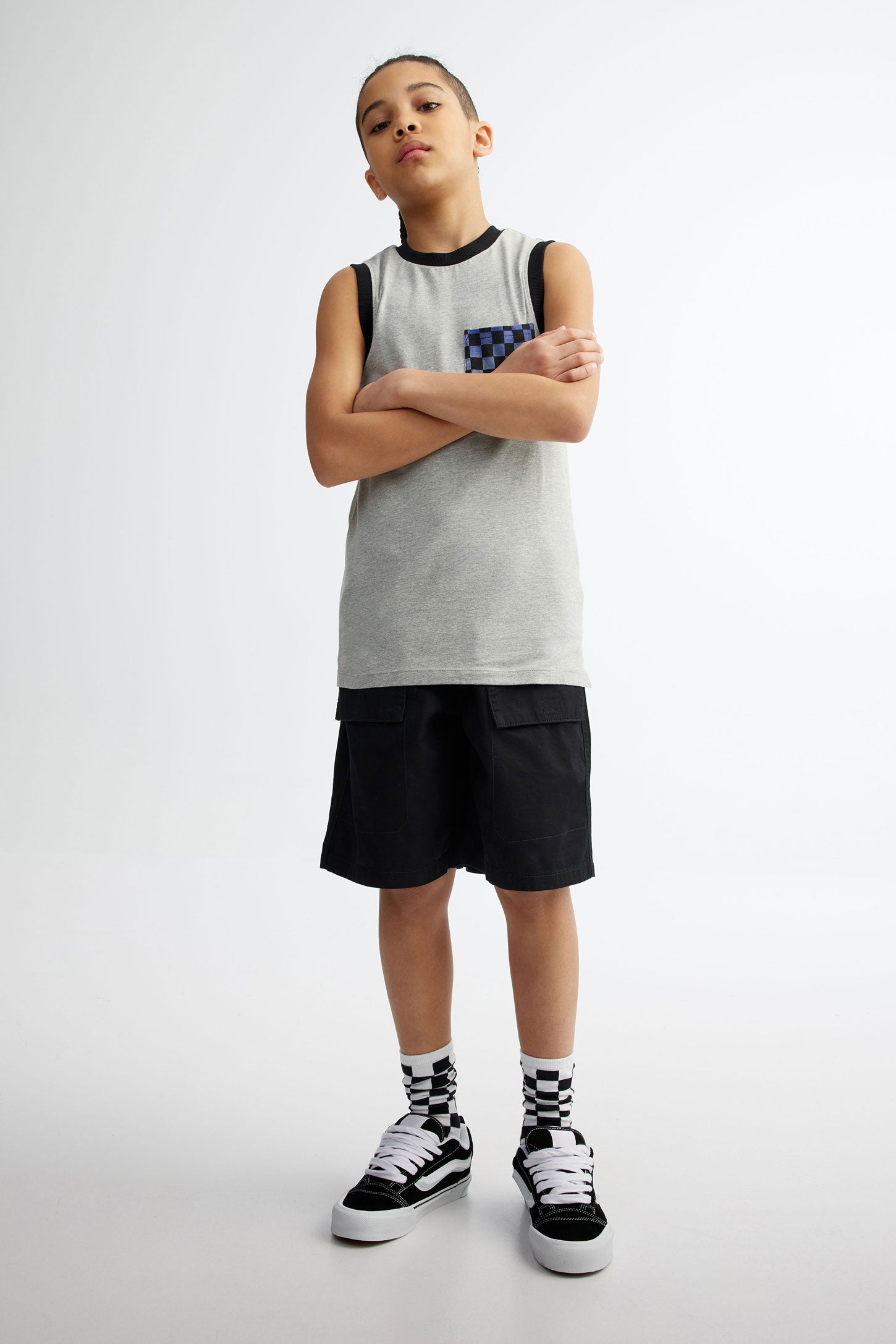 Camisole à poche en coton - Ado garçon && GRIS MIXTE