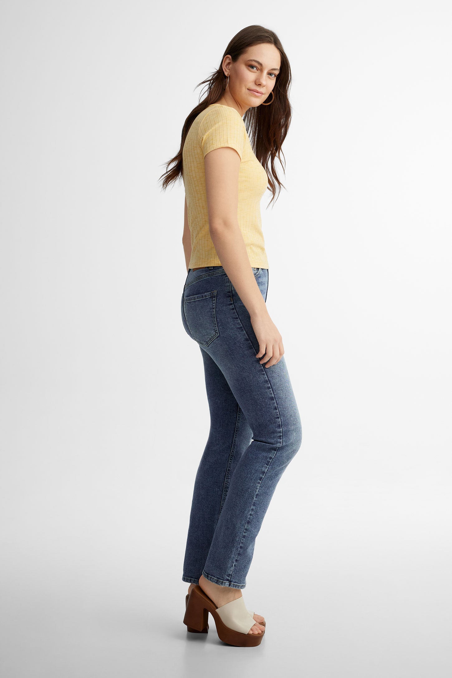 Jeans coupe ajustée - Femme && BLEU
