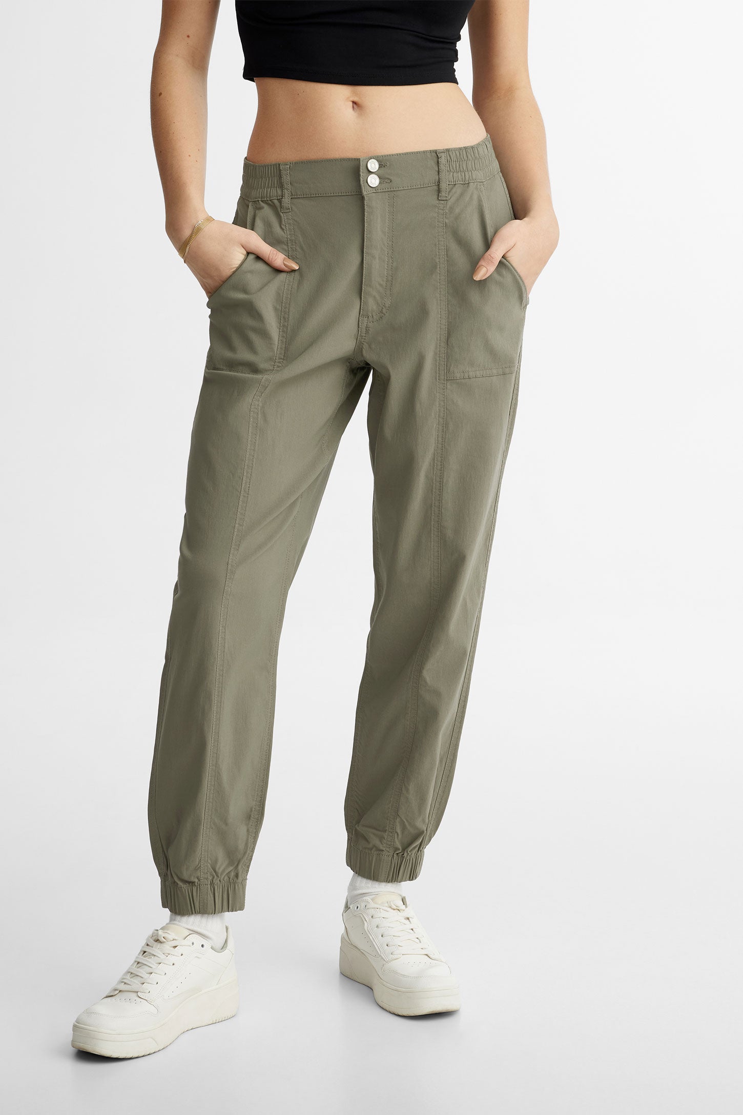 Pantalon jogger en popeline - Femme && VERT