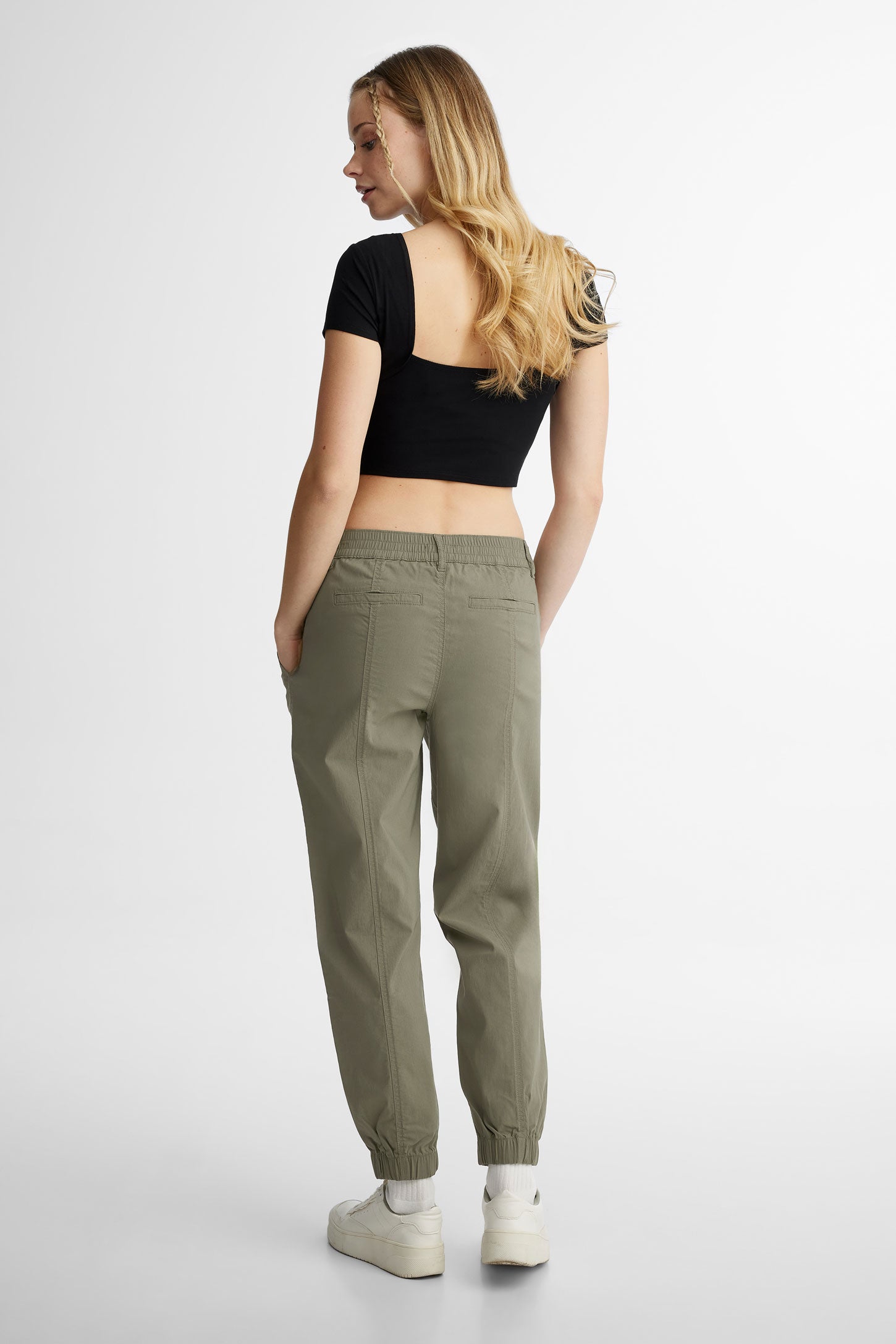 Pantalon jogger en popeline - Femme && VERT