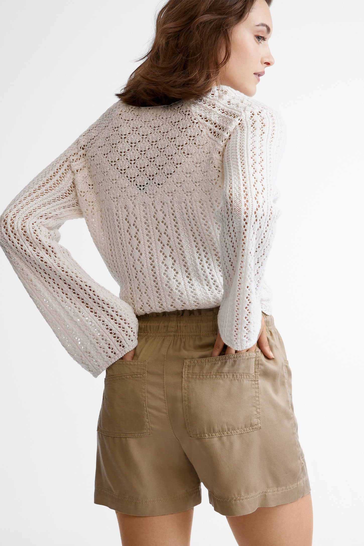 Short taille haute en Lyocell - Femme && BEIGE