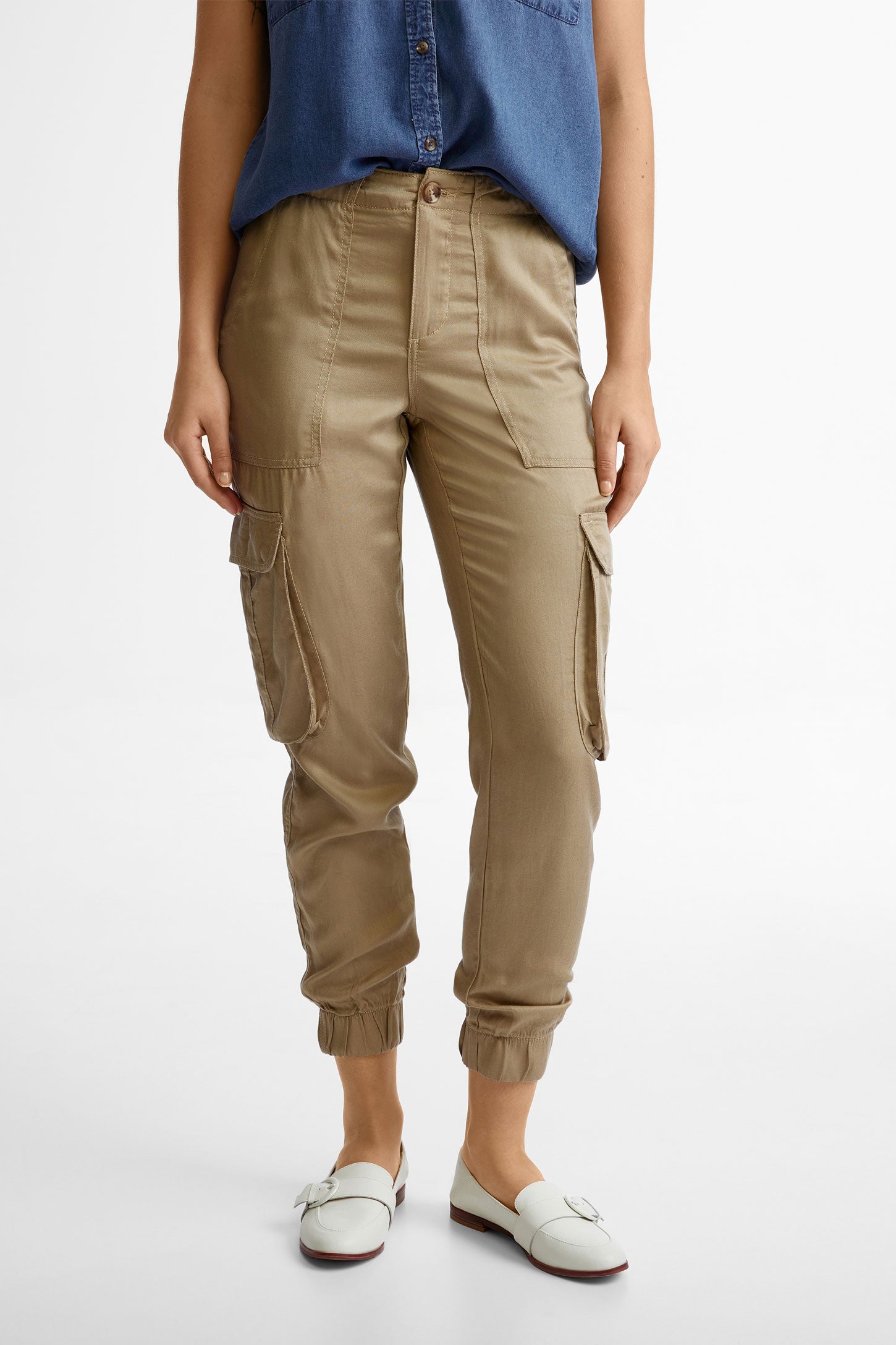 Pantalon jogger cargo en Lyocell - Femme && BEIGE