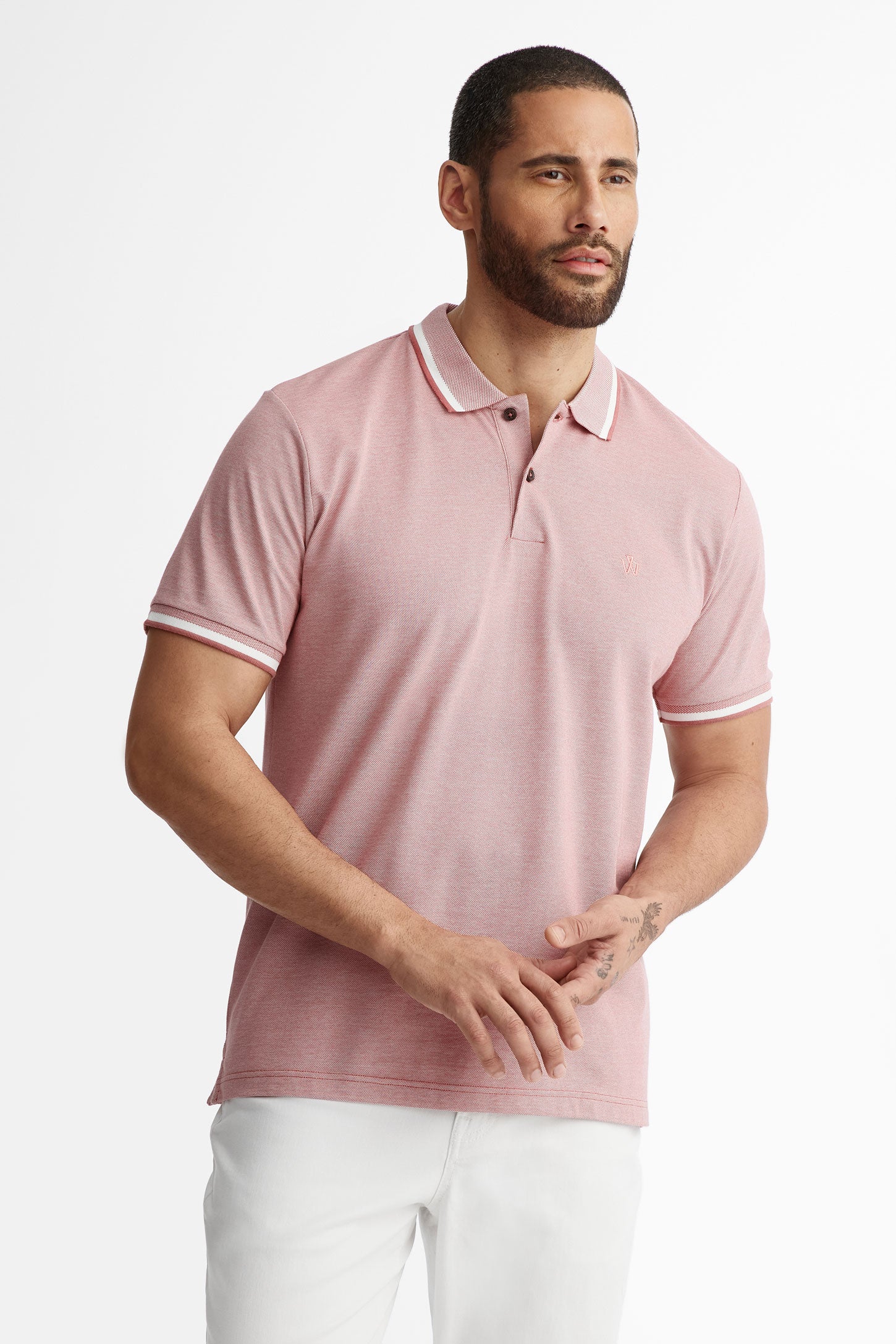 Polo manches courtes Oxford coton piqué - Homme && ROSE