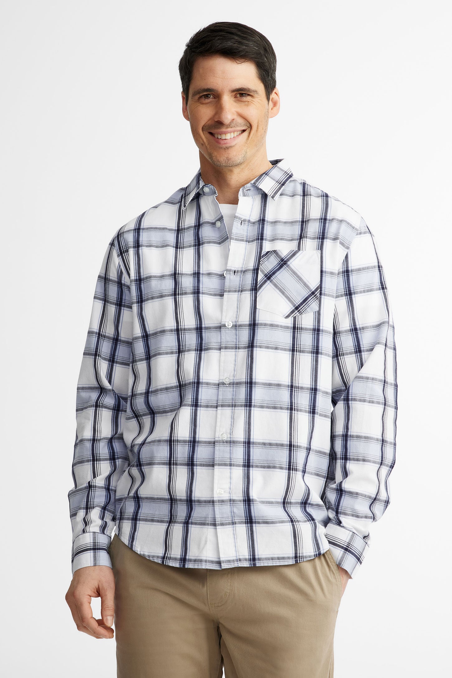 Chemise à carreaux en coton - Homme && BLANC MULTI
