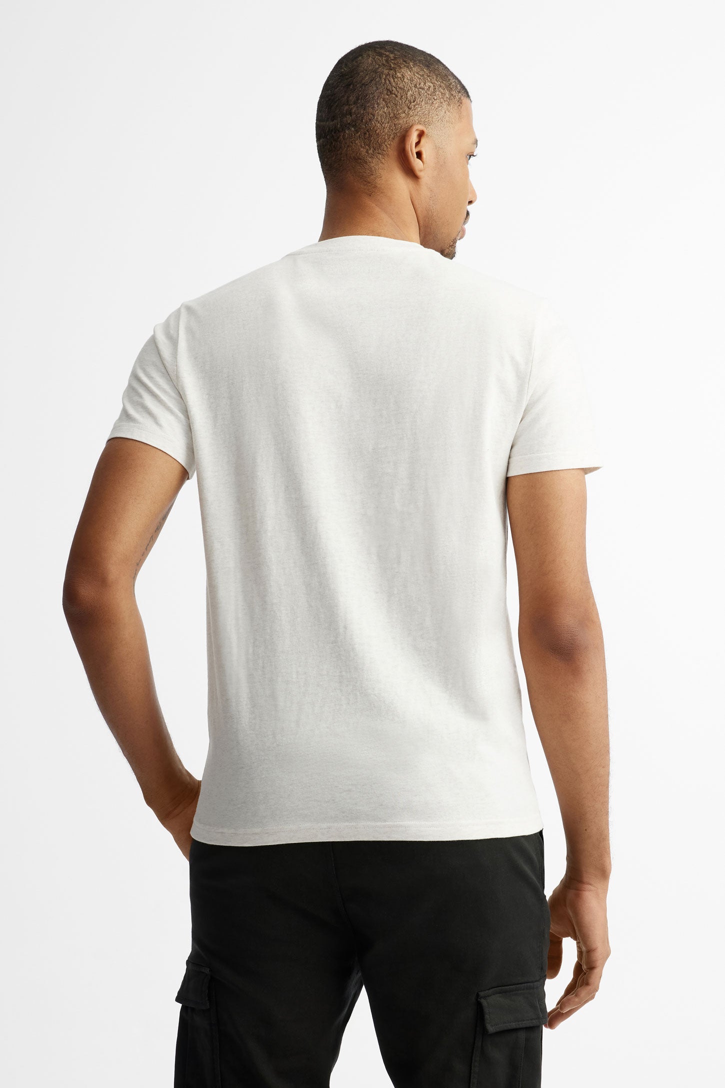 T-shirt col rond en coton, 3/25$ - Homme && OATMEAL