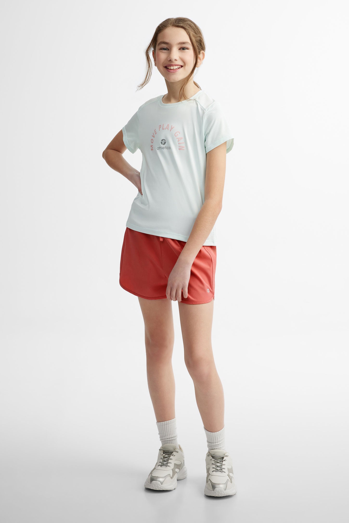 T-shirt athlétique col rond - Ado fille && VERT