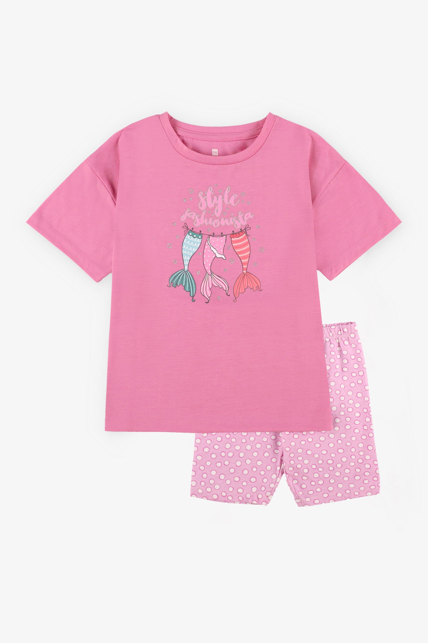Pyjama 2-pièces t-shirt et short, 2/35$ - Enfant fille && MAUVE