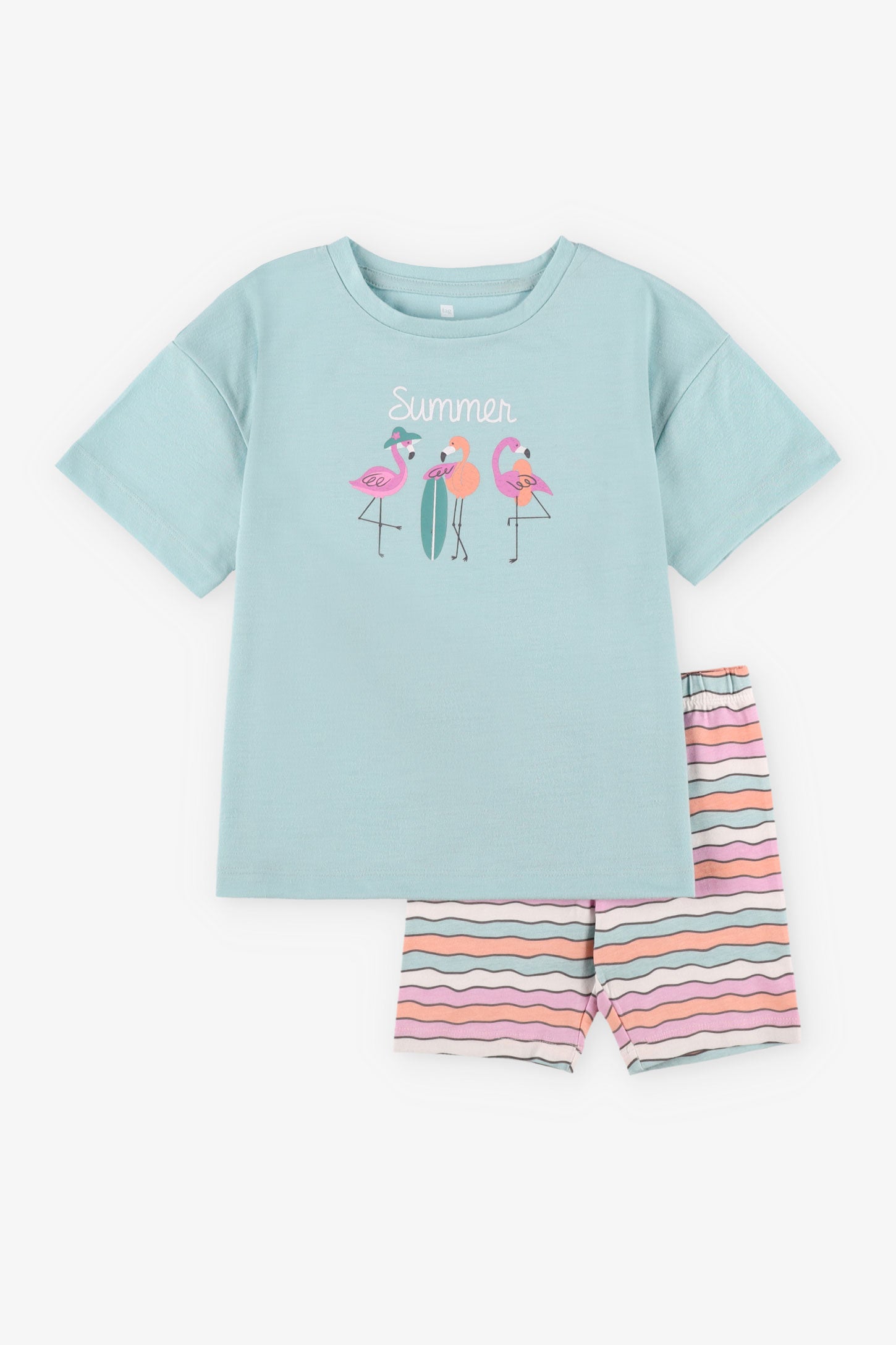 Pyjama 2-pièces t-shirt et short, 2/35$ - Enfant fille && BLEU