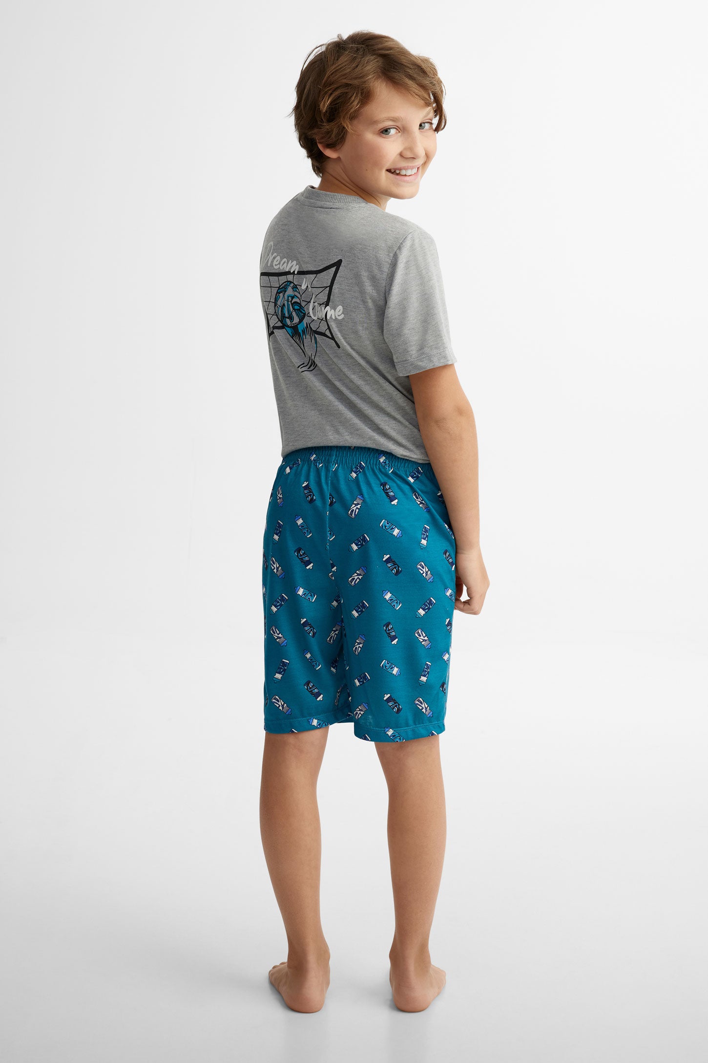 Lot de 2 shorts pyjama imprimé en coton - Ado garçon && BLEU MULTI