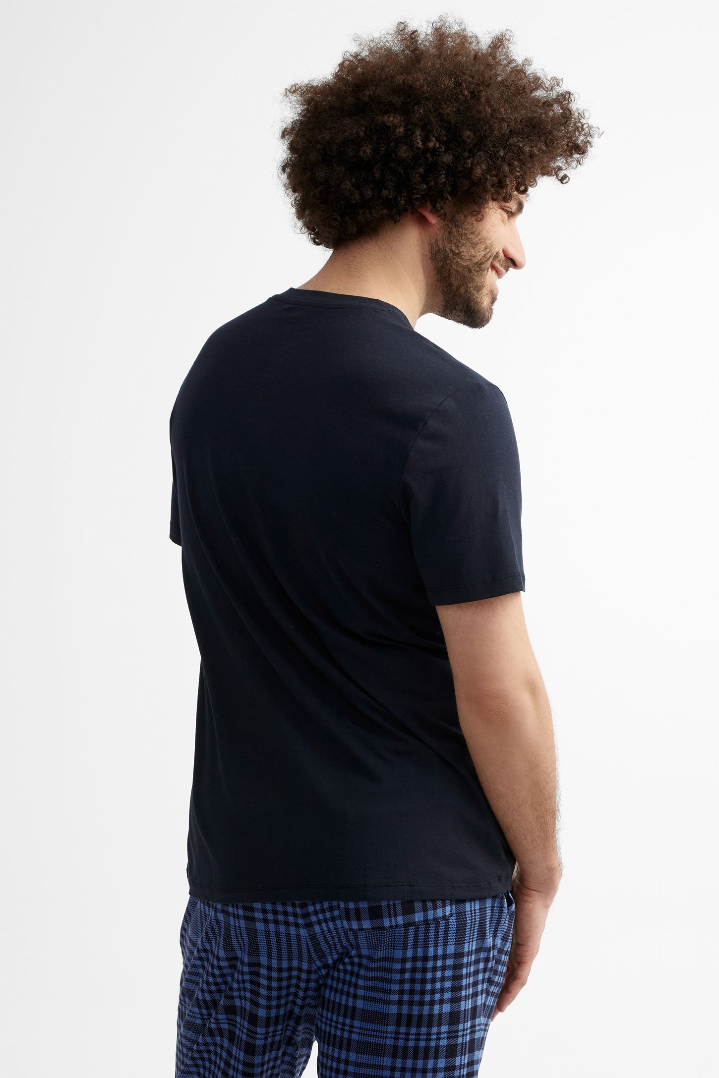 T-shirt pyjama en modal - Homme && BLEU MARINE