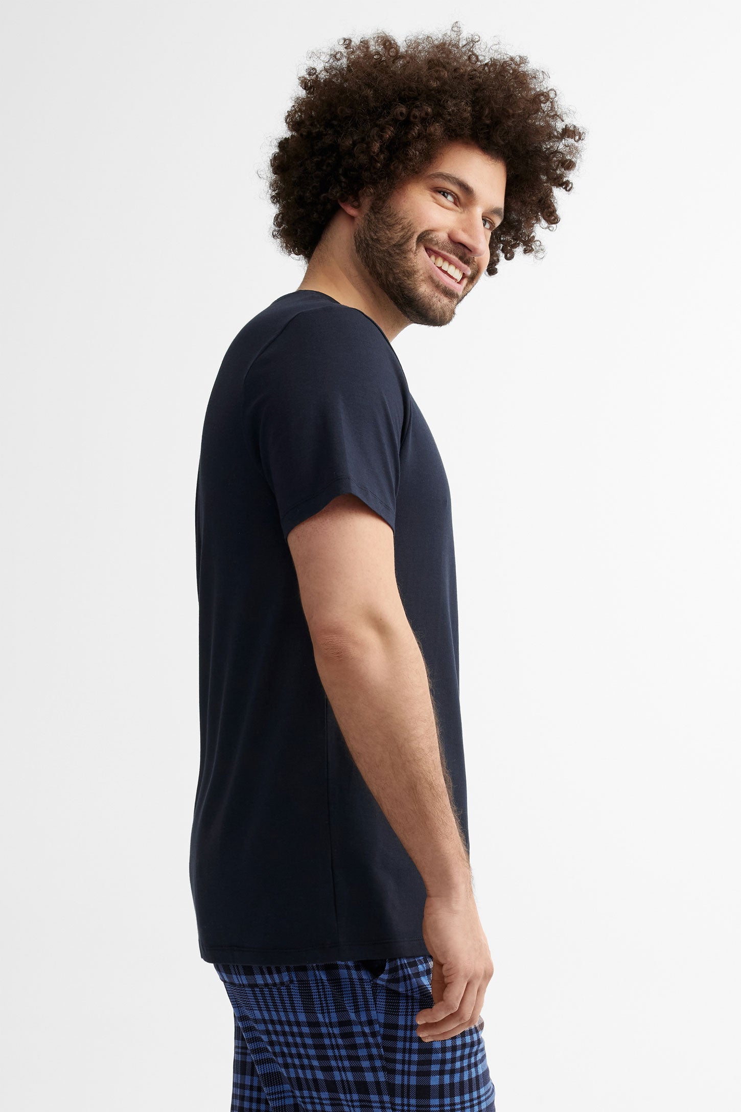 T-shirt pyjama en modal - Homme && BLEU MARINE