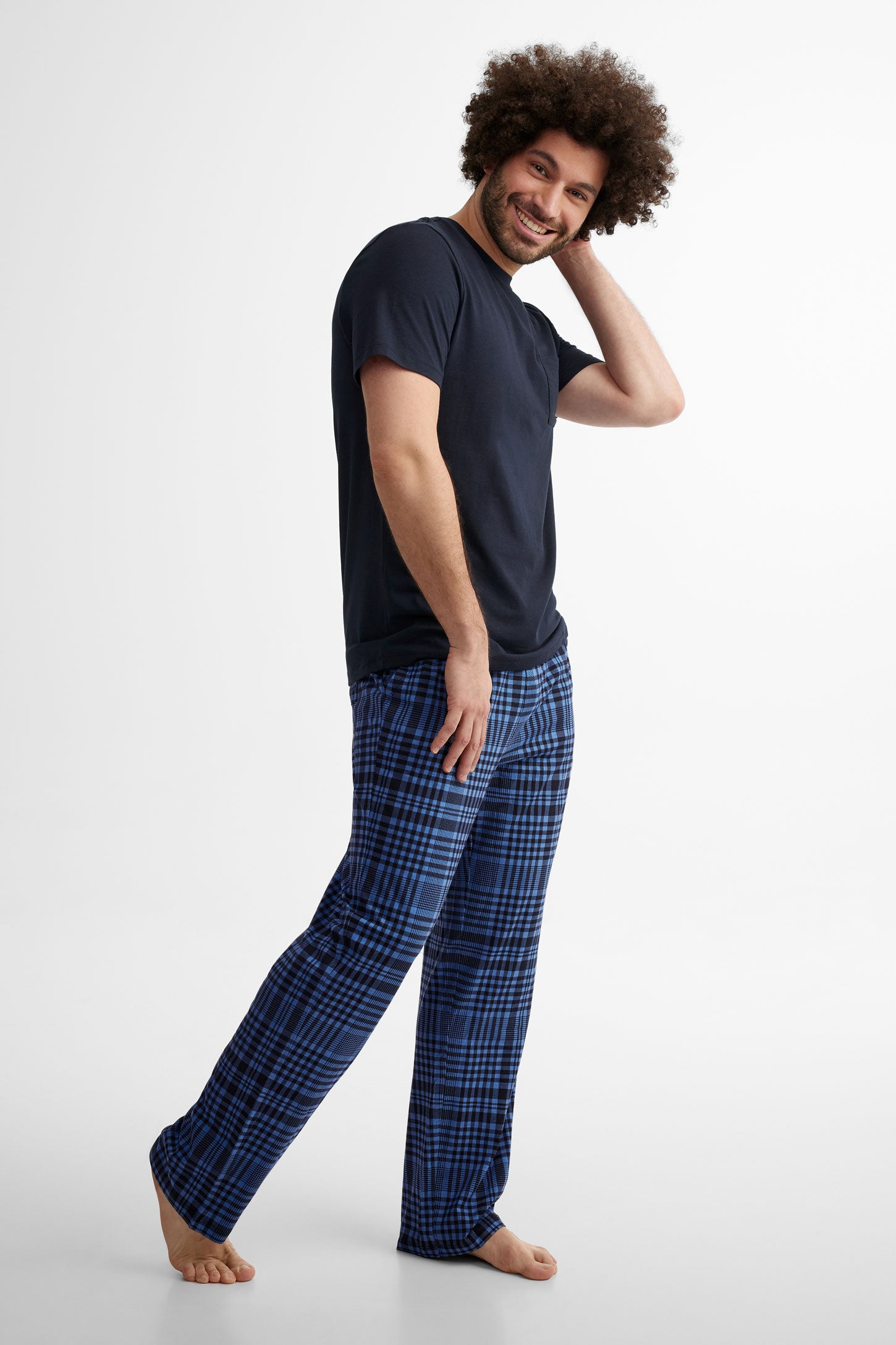 T-shirt pyjama en modal - Homme && BLEU MARINE