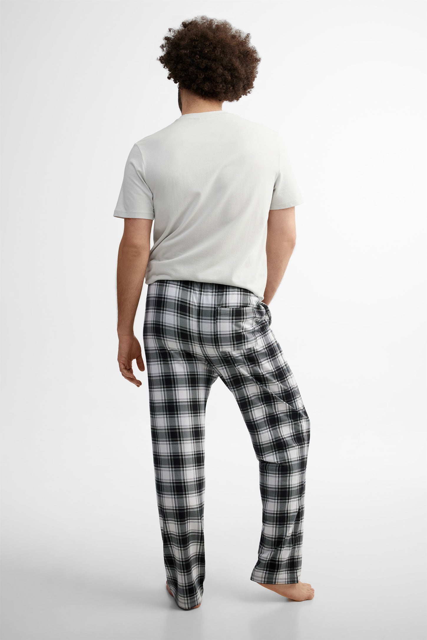 Pantalon pyjama imprimé en coton - Homme && BLEU MARINE MUL