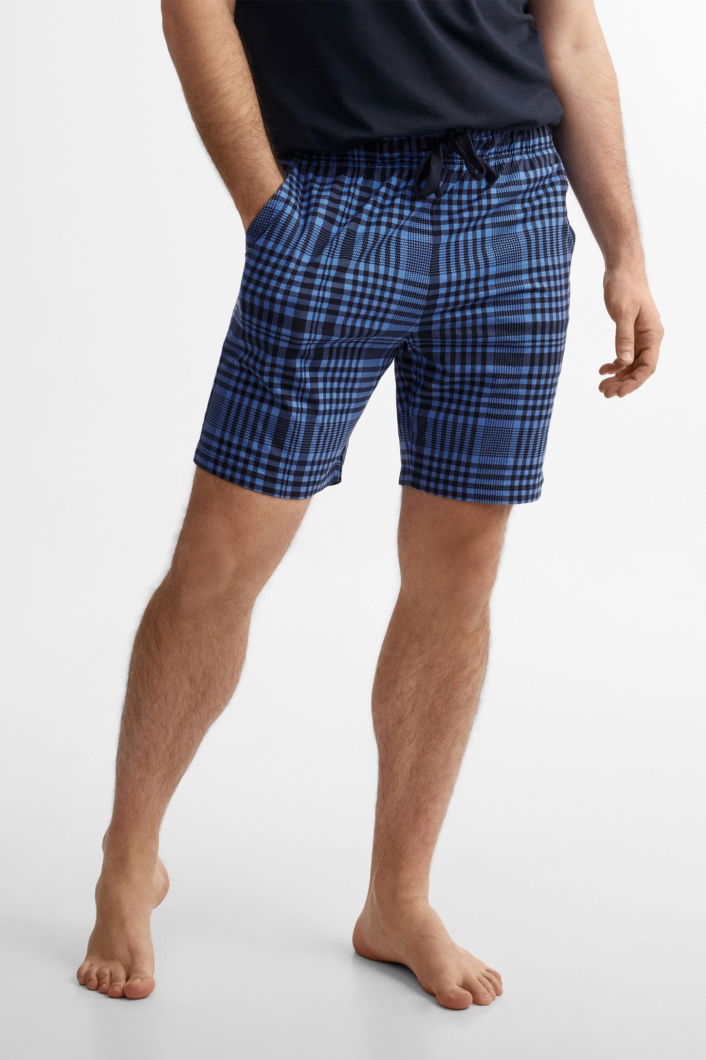 Short pyjama imprimé en coton - Homme && BLEU MULTI