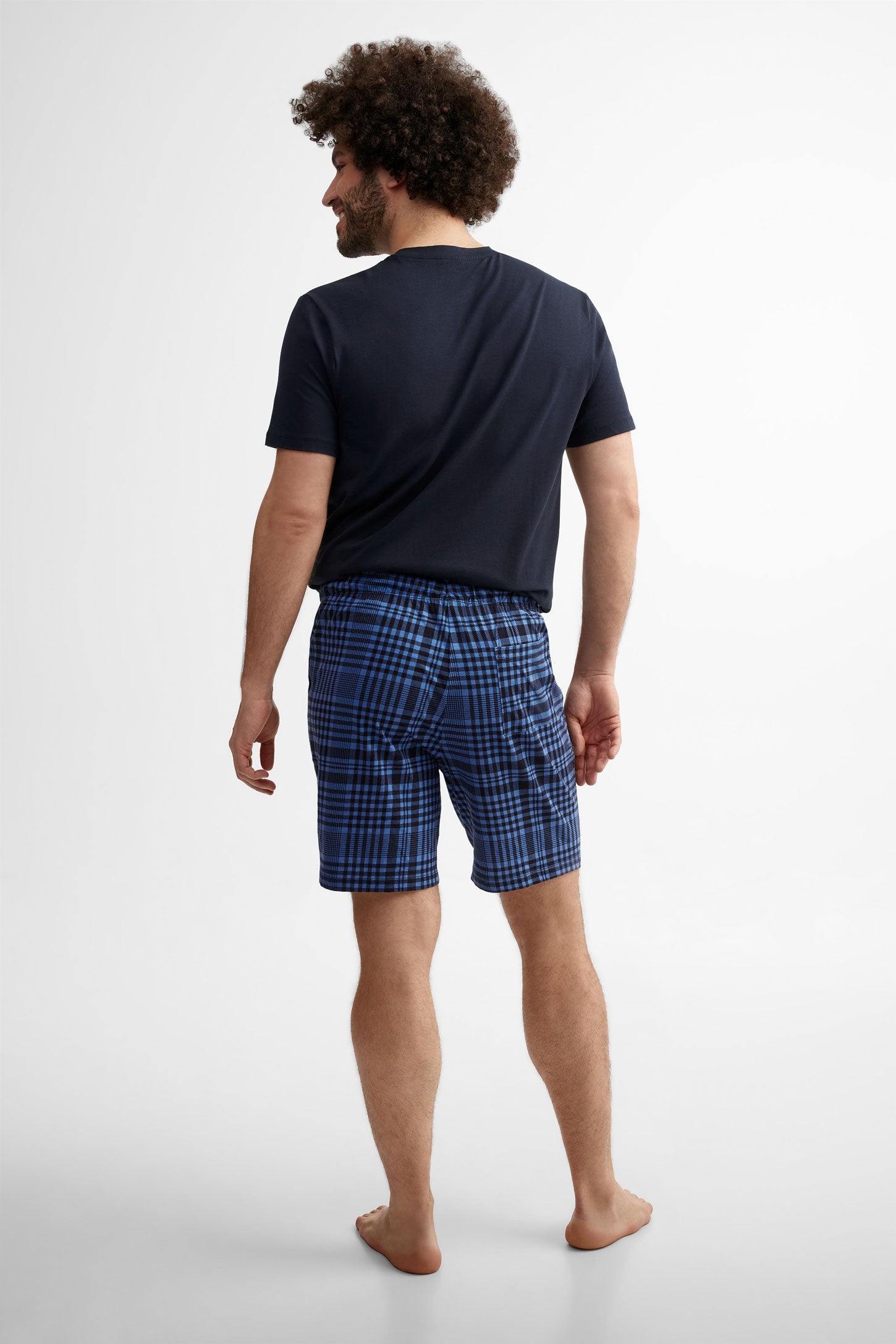 Short pyjama imprimé en coton - Homme && BLEU MULTI