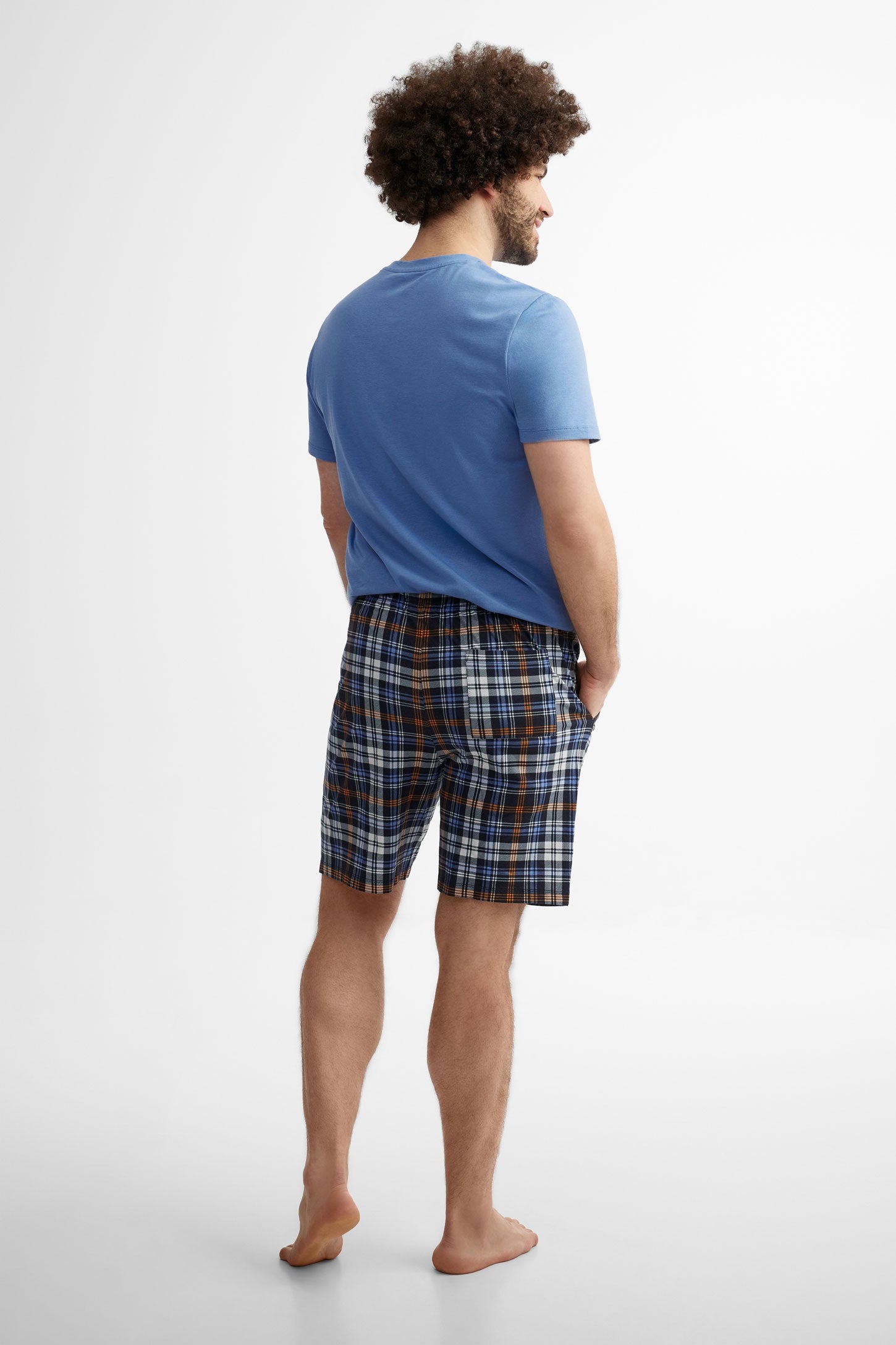 Short pyjama imprimé en coton - Homme && GRIS MULTI