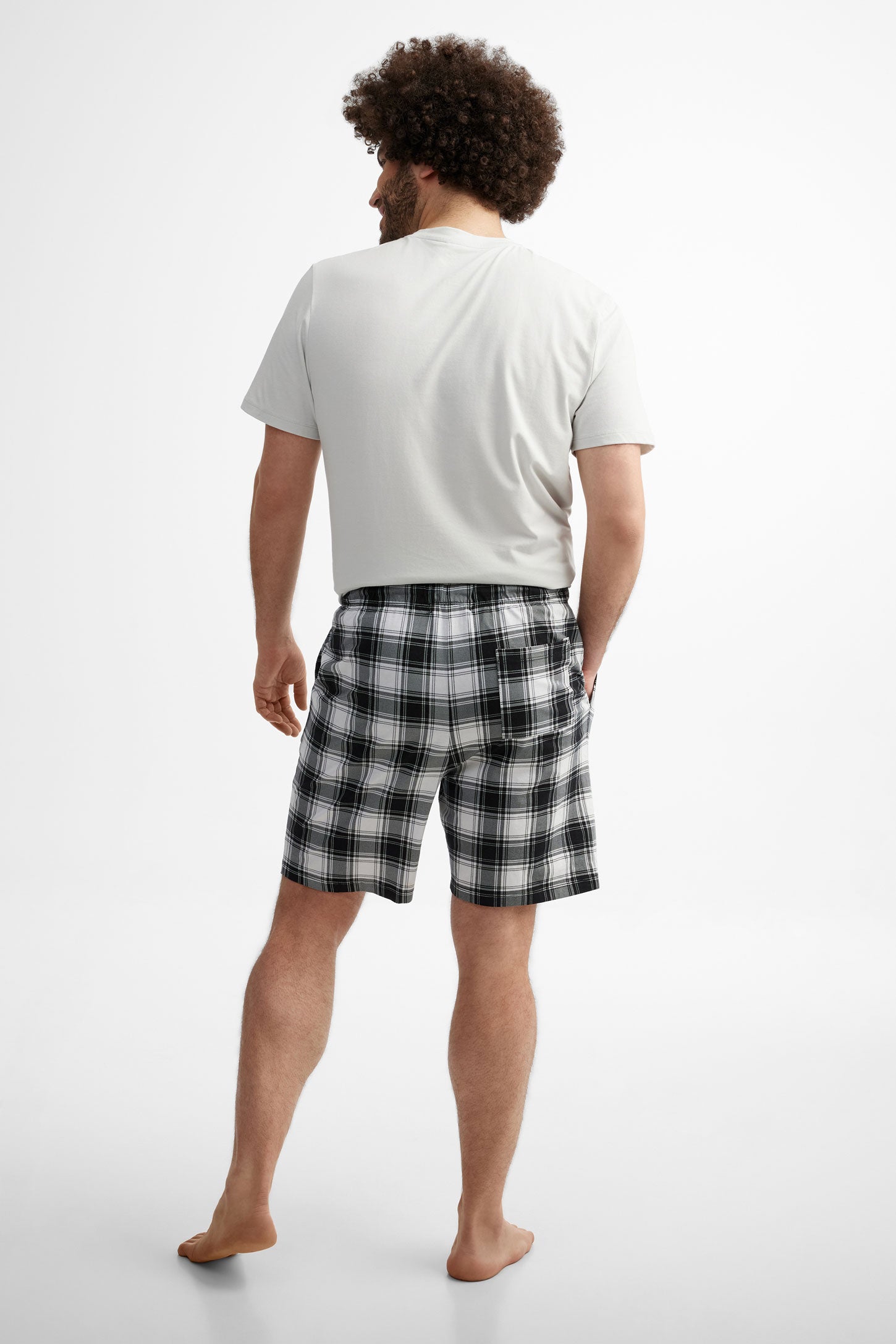 Short pyjama imprimé en coton - Homme && BLEU MARINE MUL