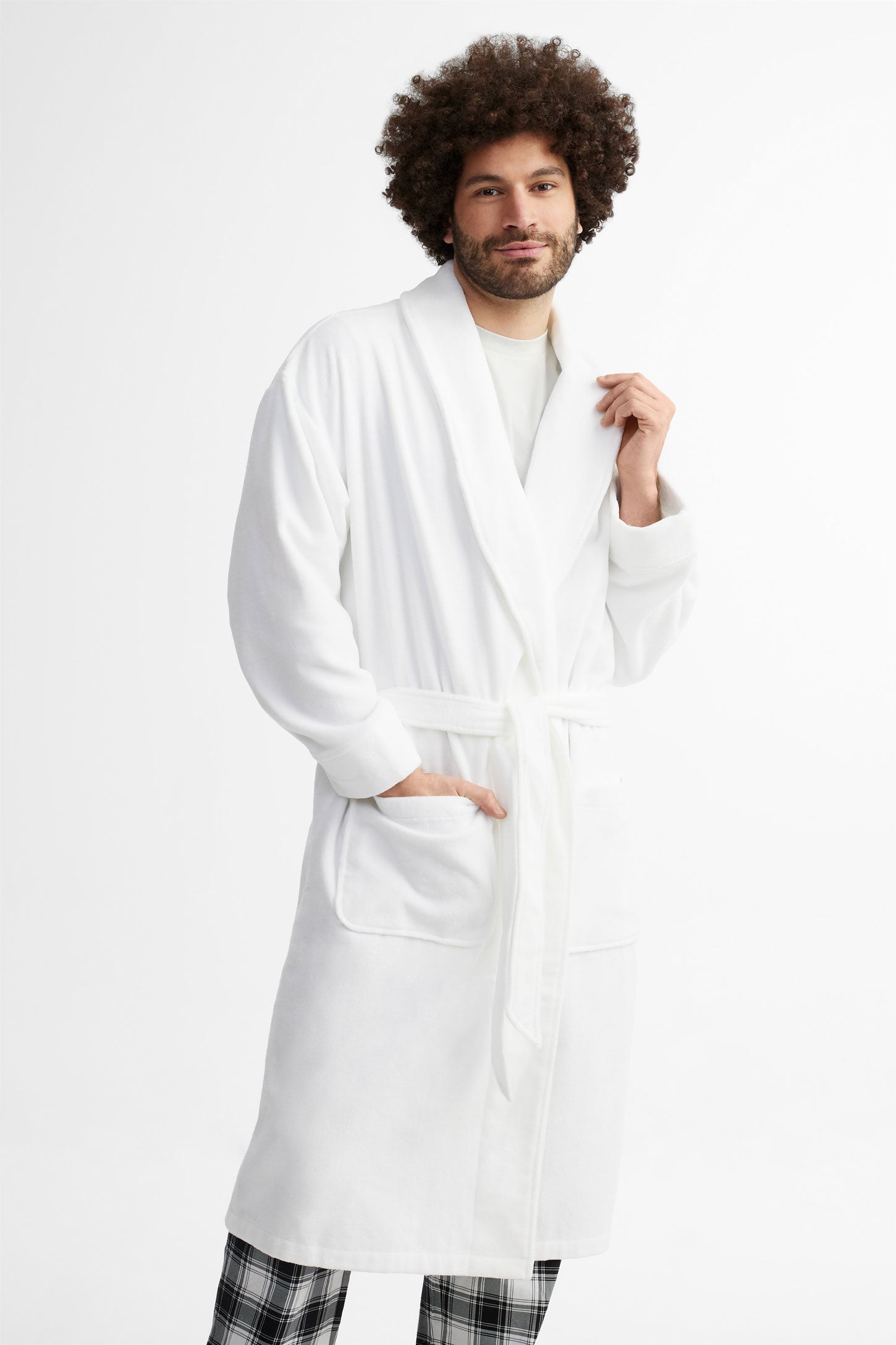 Robe de chambre en ratine - Homme && BLANC