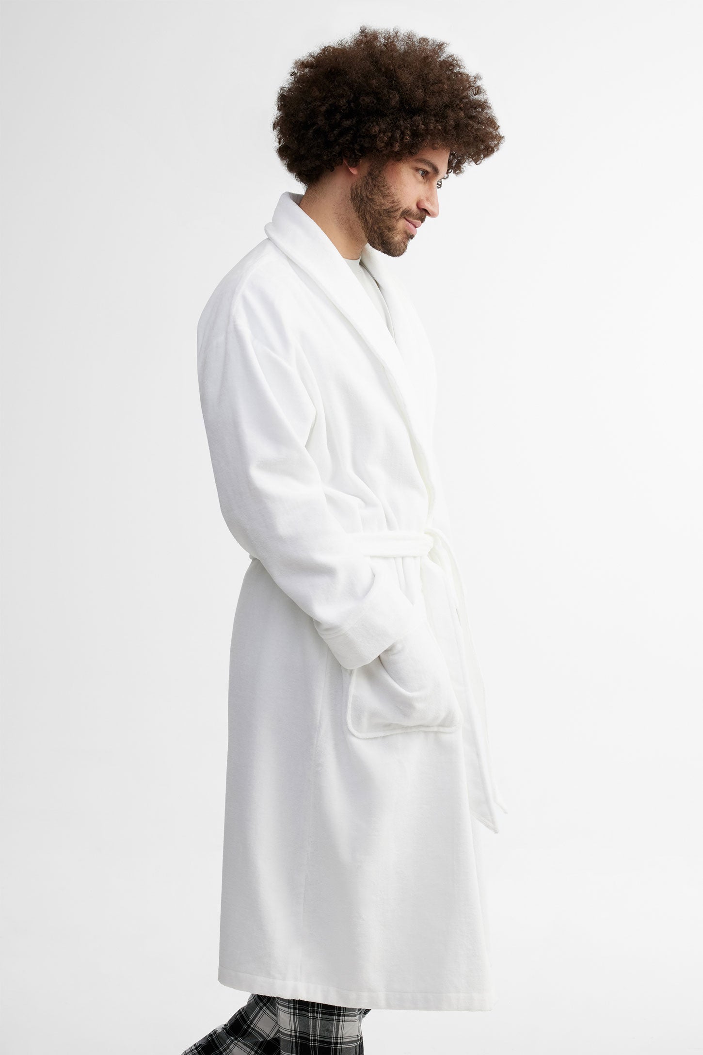 Robe de chambre en ratine - Homme && BLANC