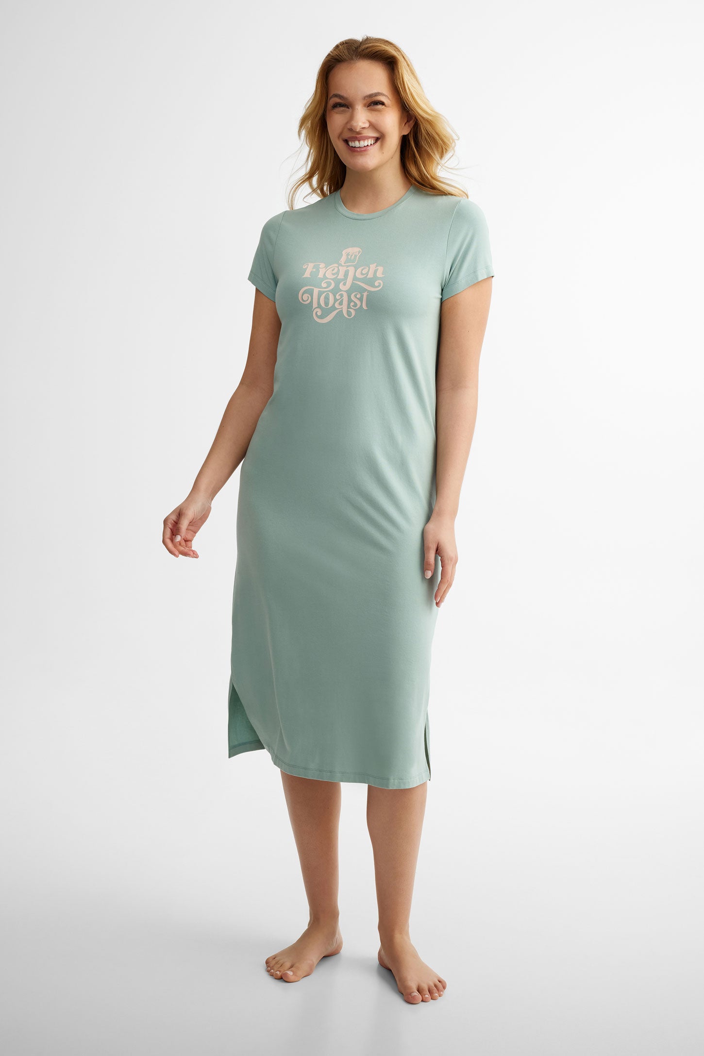 Robe de nuit en modal - Femme && TURQUOISE