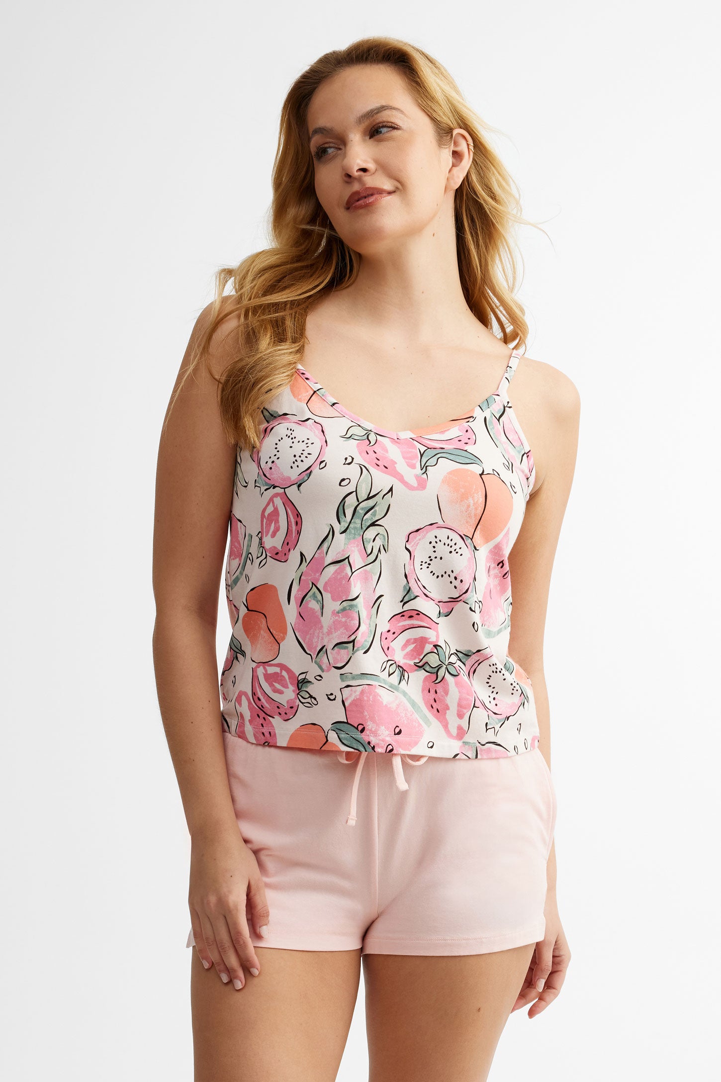 Pyjama 2-pièces imprimé en Modal - Femme && ROSE MULTI