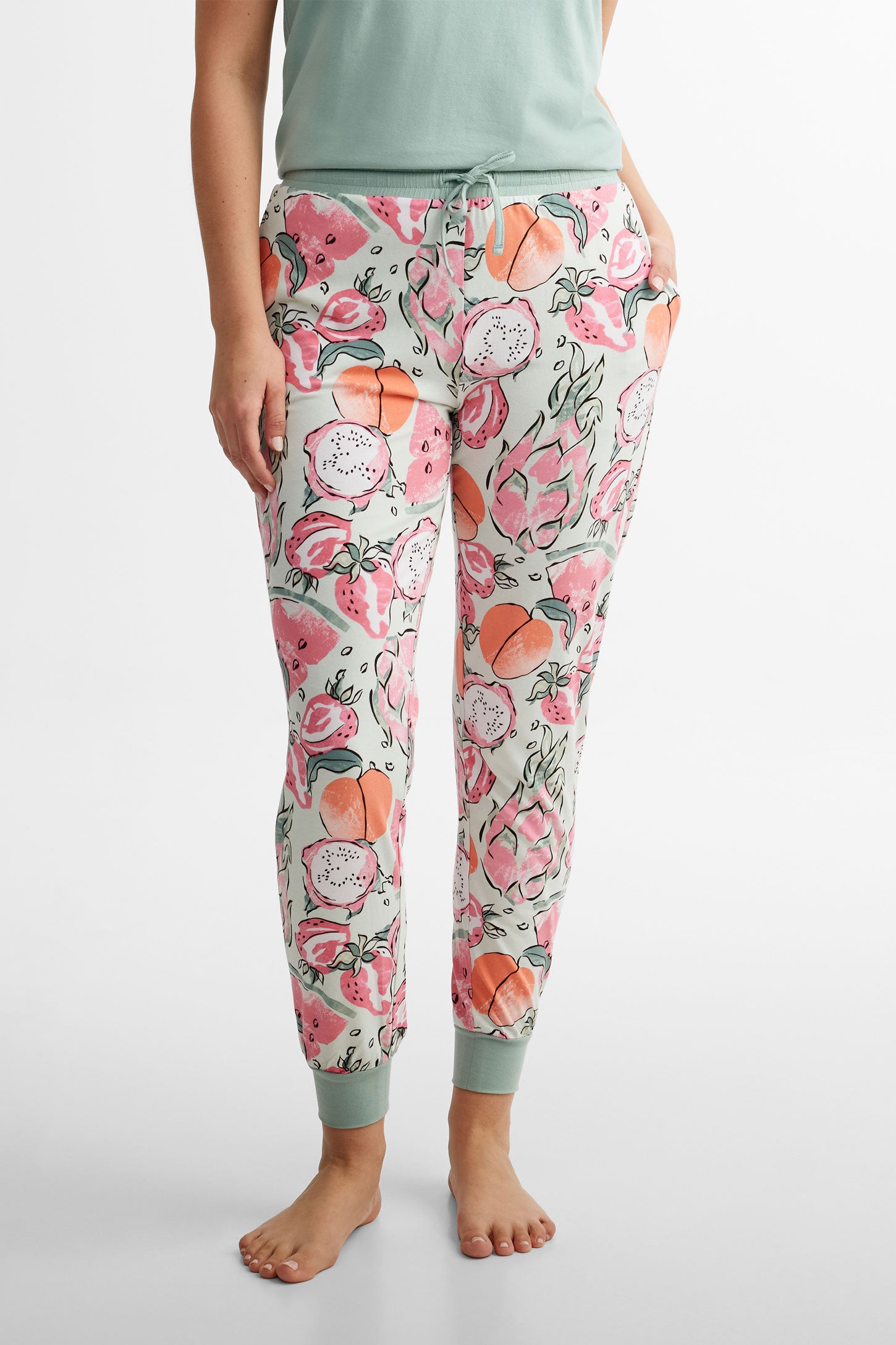 Pantalon pyjama jogger en modal - Femme && TURQUOISE/MULTI