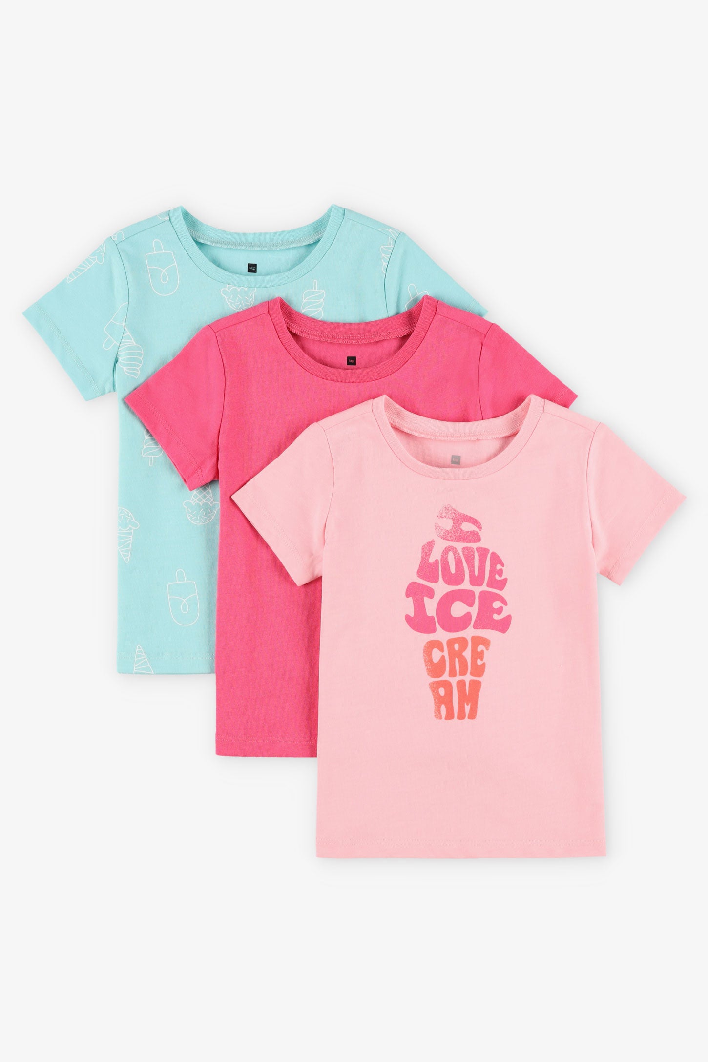 Prix pop, Lot de 3 t-shirts en coton - Bébé fille && ROSE