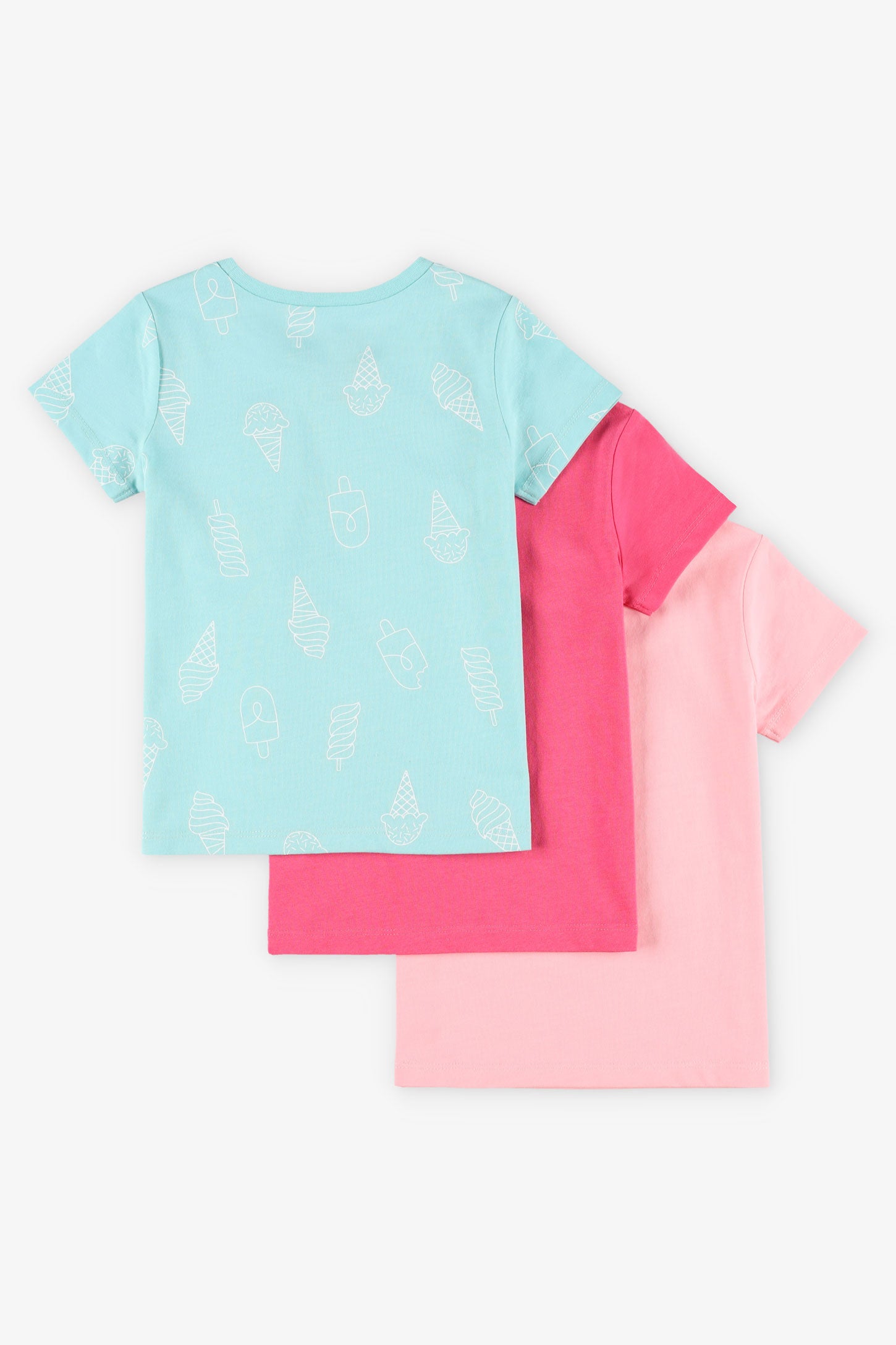 Prix pop, Lot de 3 t-shirts en coton - Bébé fille && ROSE