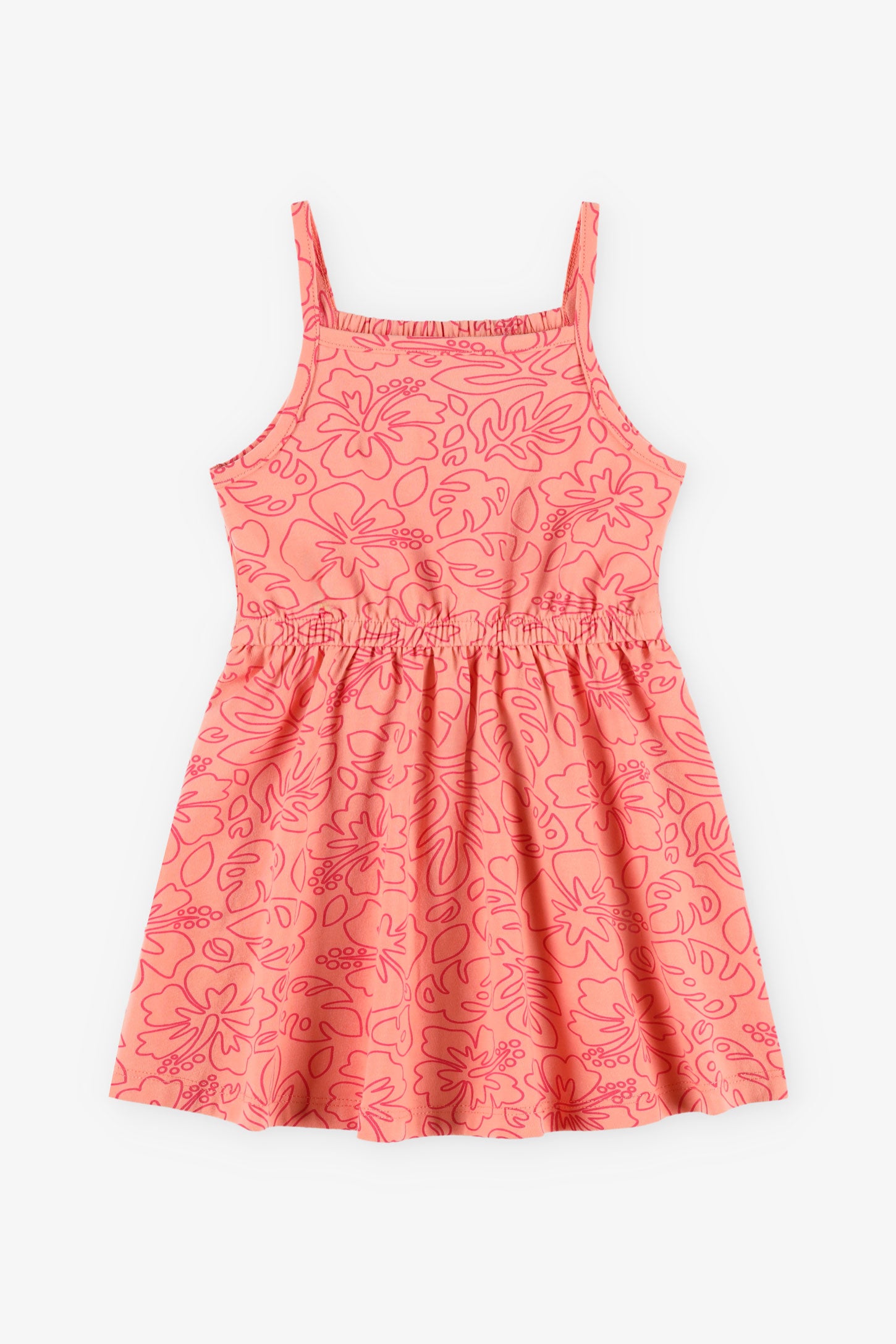 Robe à bretelles en coton, 2T-3T - Bébé fille && ORANGE MULTI