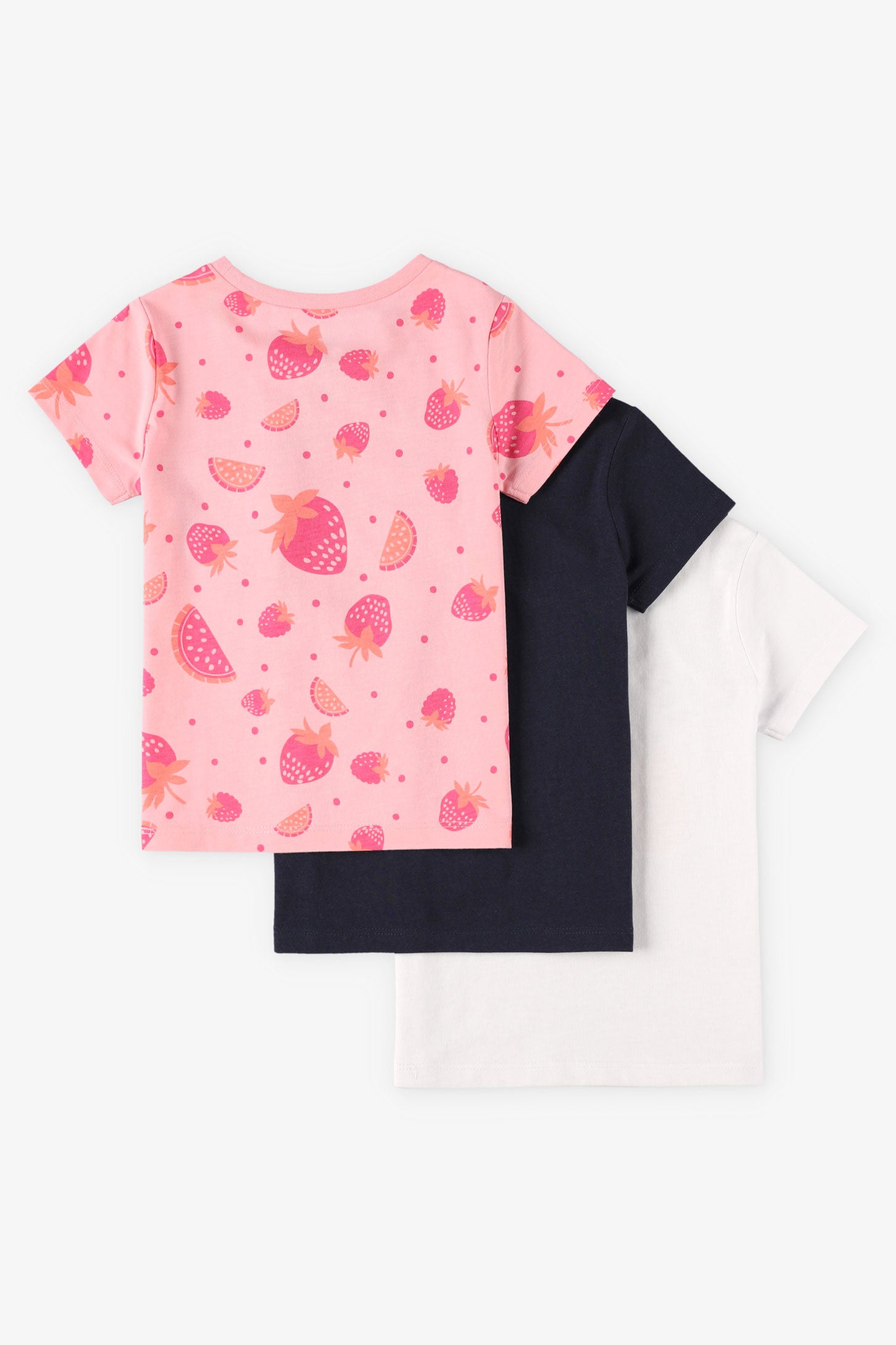 Prix pop, Lot de 3 t-shirts en coton, 2T-3T - Bébé fille && BLANC