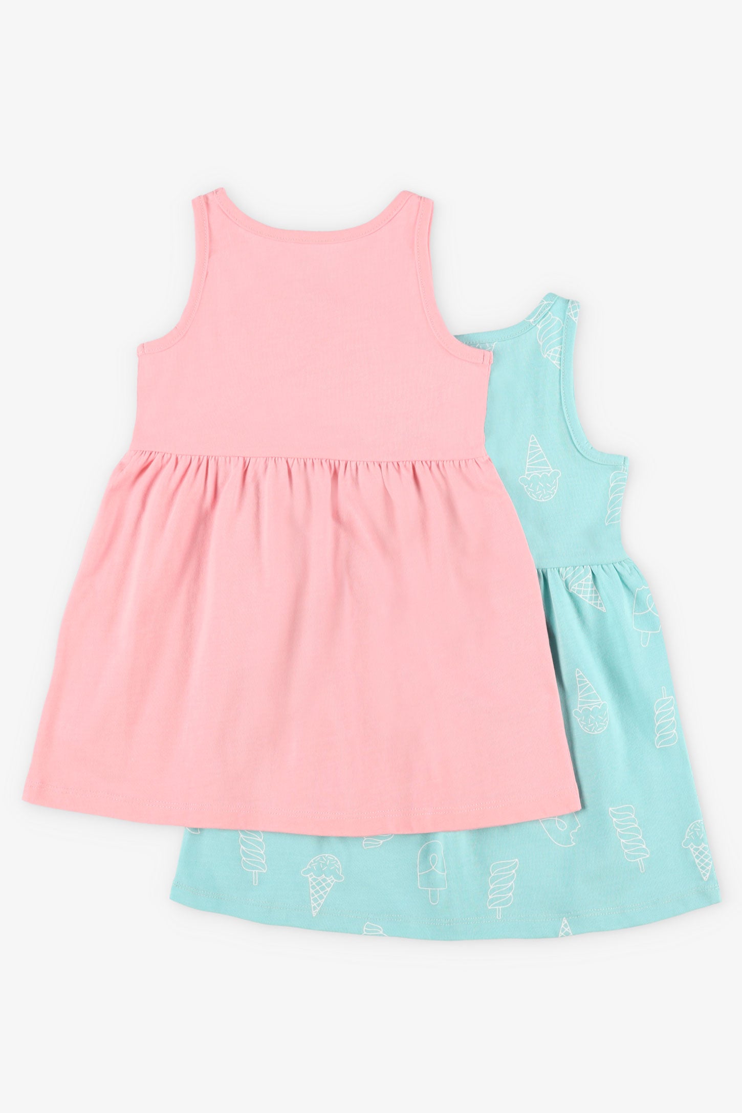 Prix pop, Lot de 2 robes en coton, 2T-3T - Bébé fille && TURQUOISE/MULTI