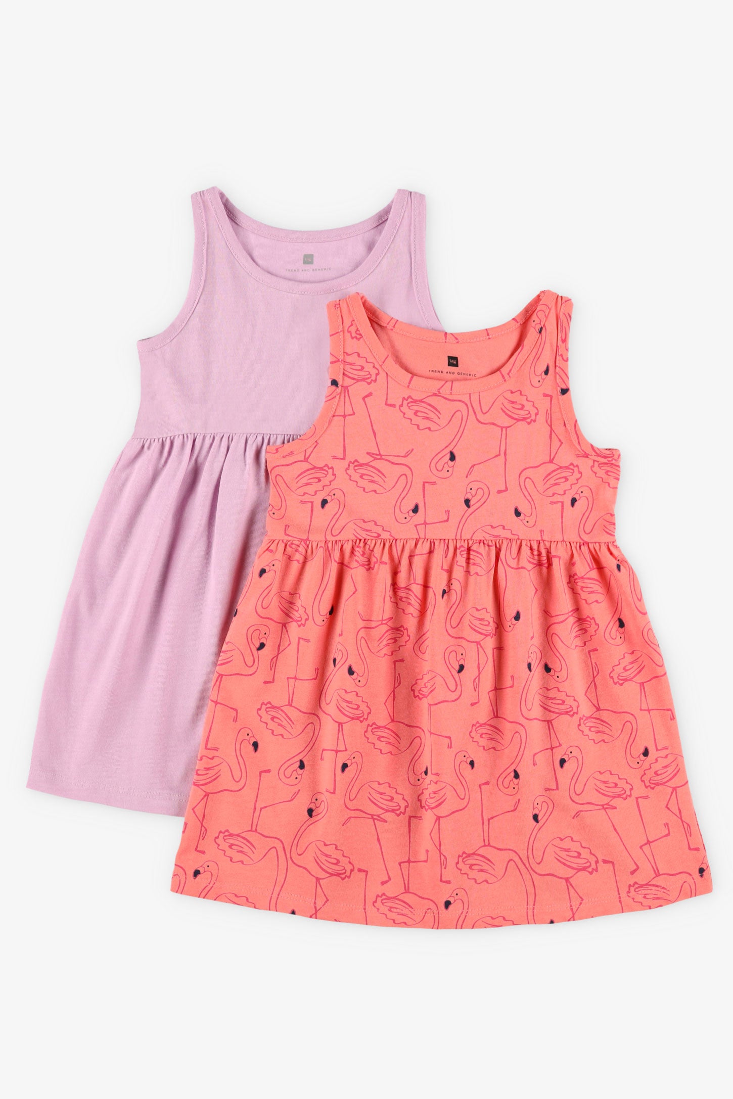 Prix pop, Lot de 2 robes en coton, 2T-3T - Bébé fille && FRAMBOISE MULTI