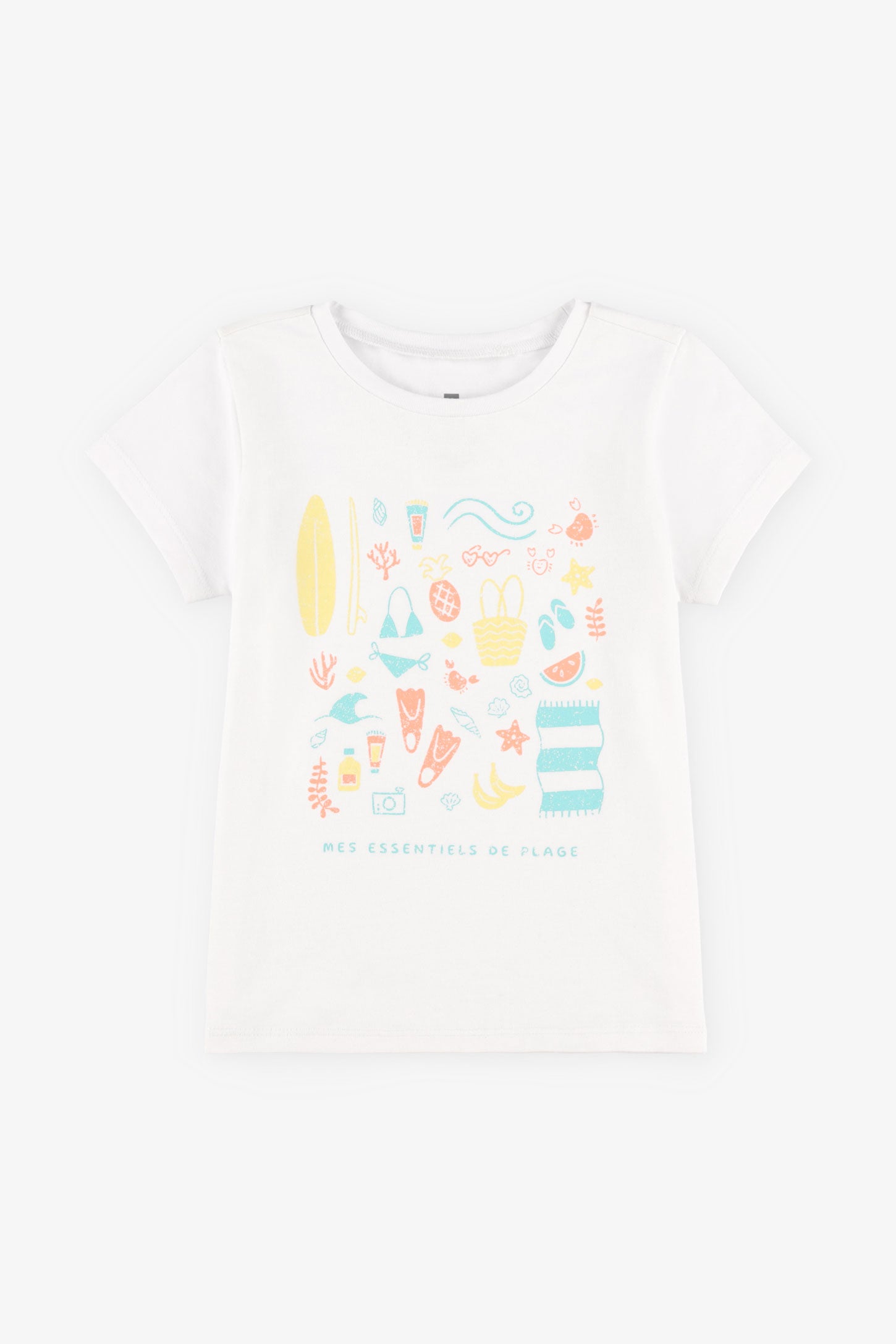 T-shirt rond imprimé coton, 2T-3T, 2/15$ - Bébé fille && BLANC
