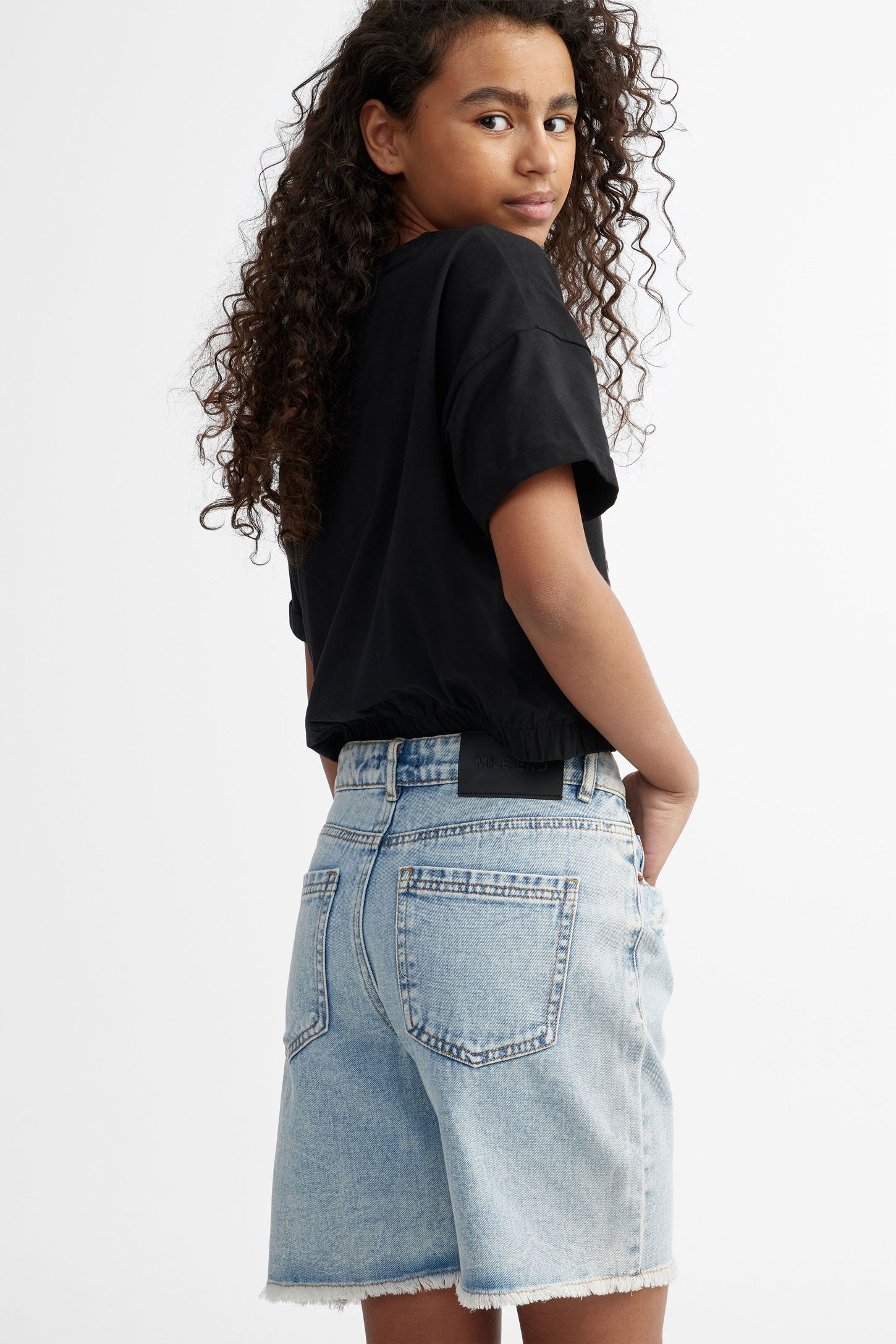 Bermuda taille basse en jeans - Ado fille && BLEU PALE