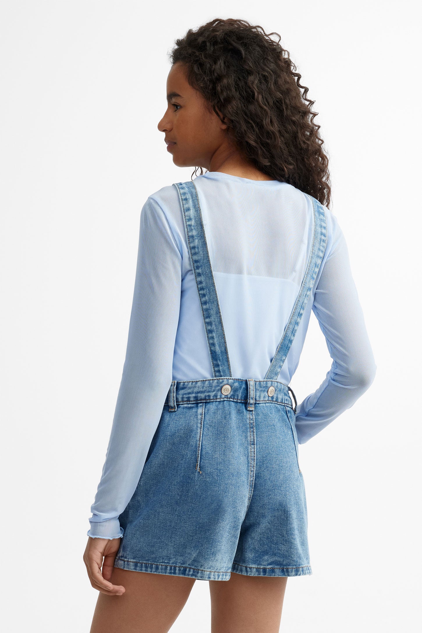 Salopette jupe-short en jeans - Ado fille && BLEU